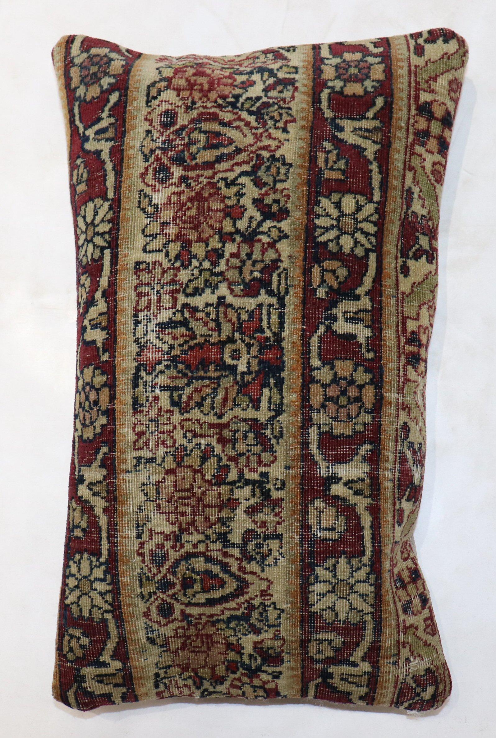Turkish Zabihi Collection Bolster size Persian Kerman Rug Pillow For Sale