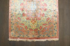 Zabihi Collection Botanical Silk Persian Qum Mini Rug