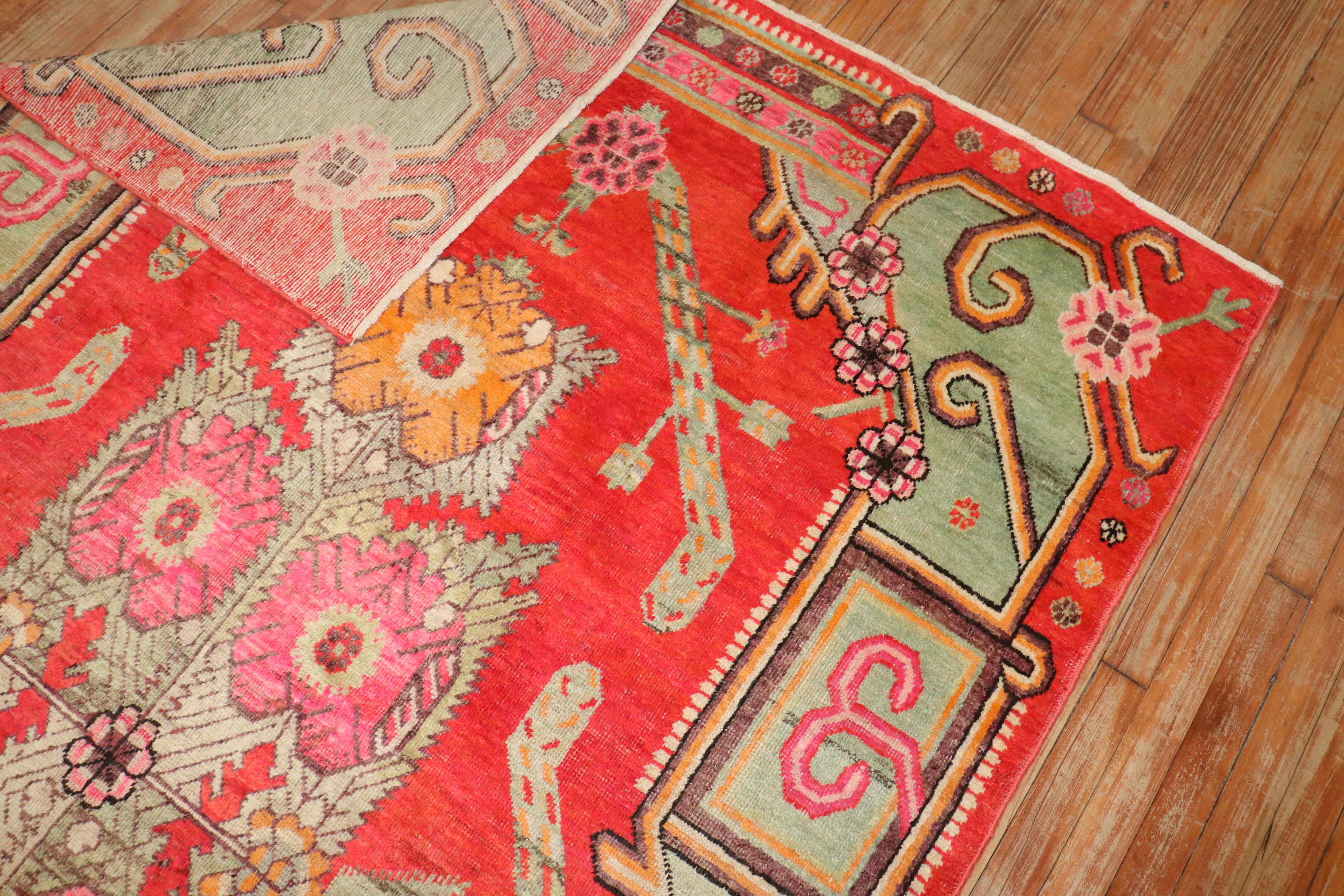 20th Century Zabihi Collection Bright Color Samarkand Khotan Rug For Sale