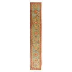 Zabihi Collection Bright Green Antique Colorful Oushak Runner