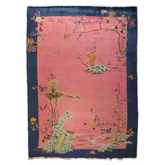 Zabihi Collection Bright Pink Chinese Art Deco Large Room Size Rug