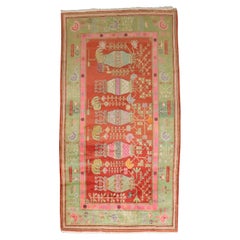 Zabihi Collection Bright Pink Green  Samarkand Khotan Rug