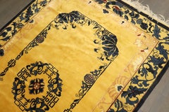 Zabihi Collection Bright Yellow Fine Chinese Rug