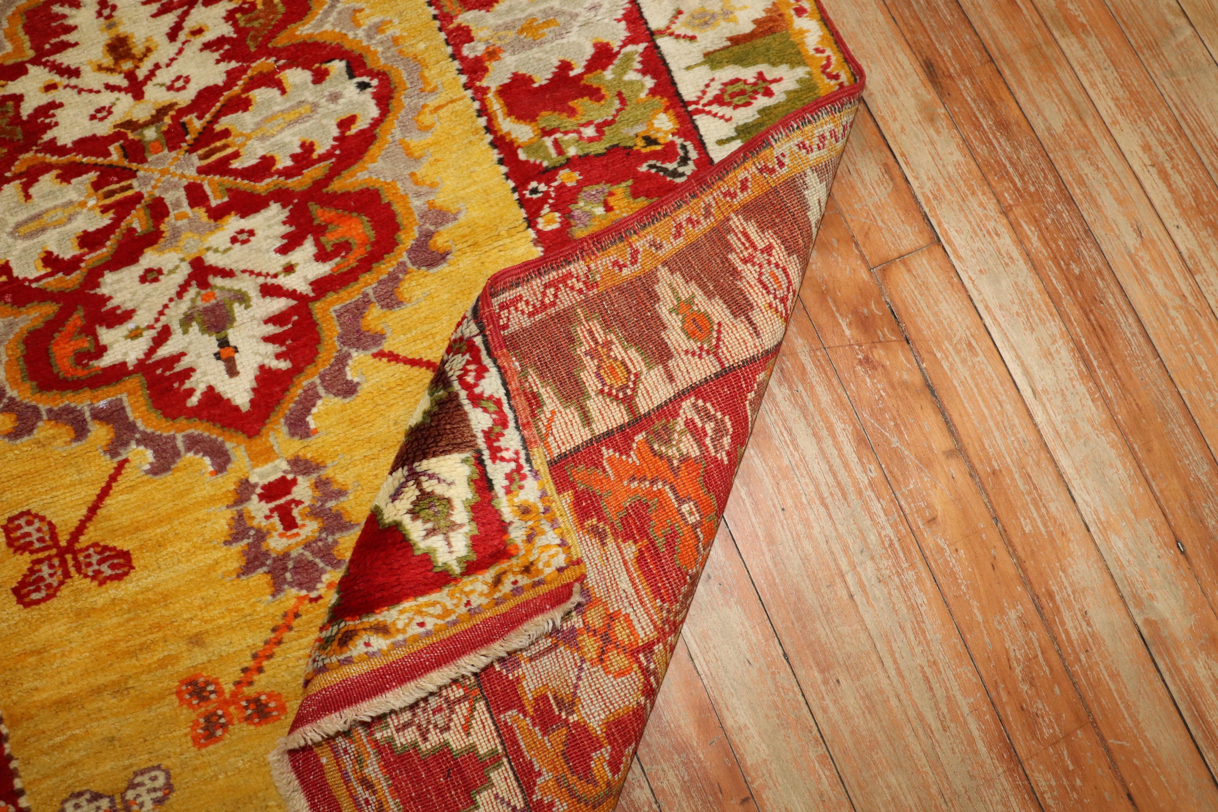 Zabihi Collection Bright Yellow Turkish Melas Rug In Good Condition For Sale In New York, NY