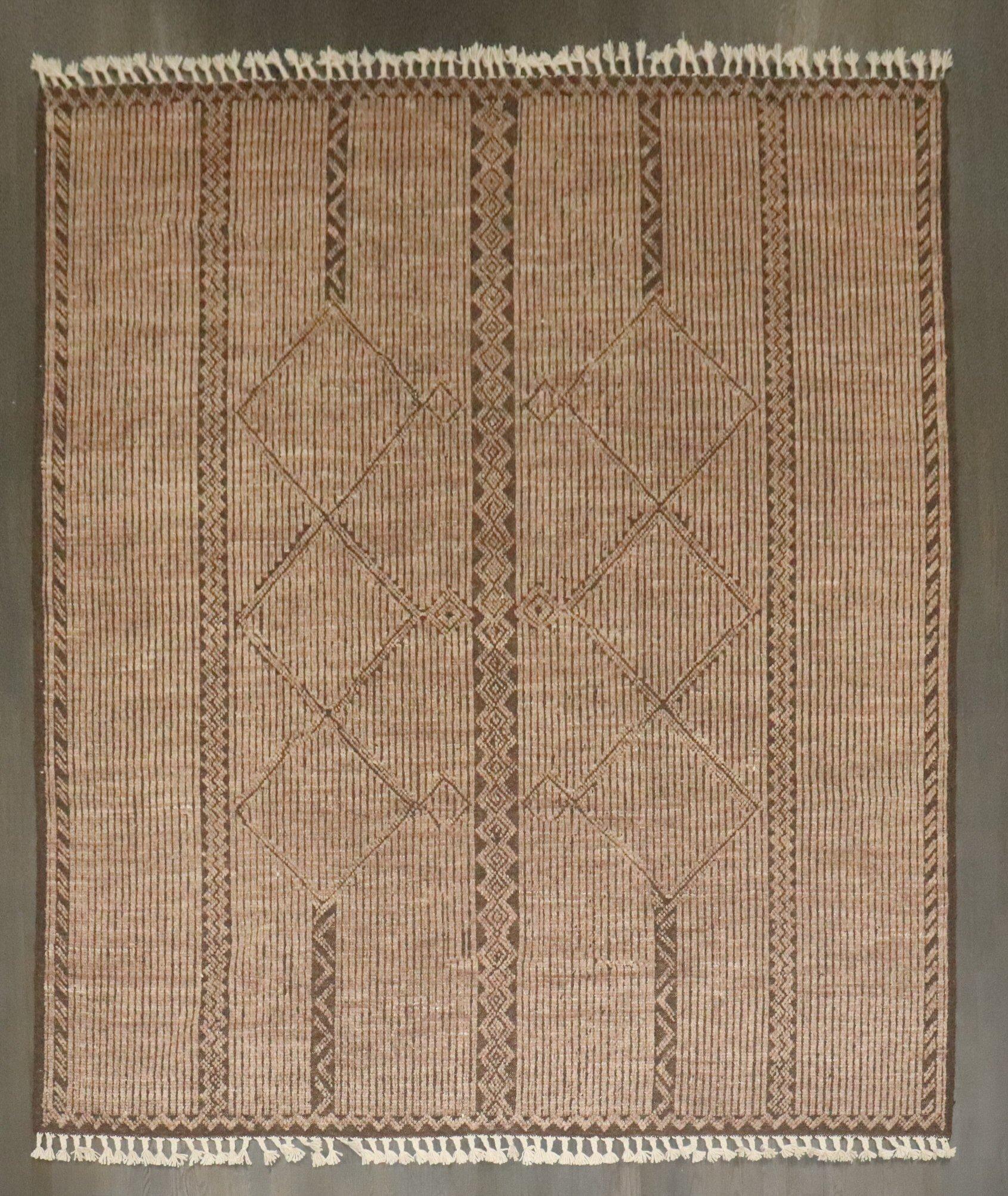 Zabihi Collection Brown Afghan Vintage Inspired African Tuareg Rug For Sale 4