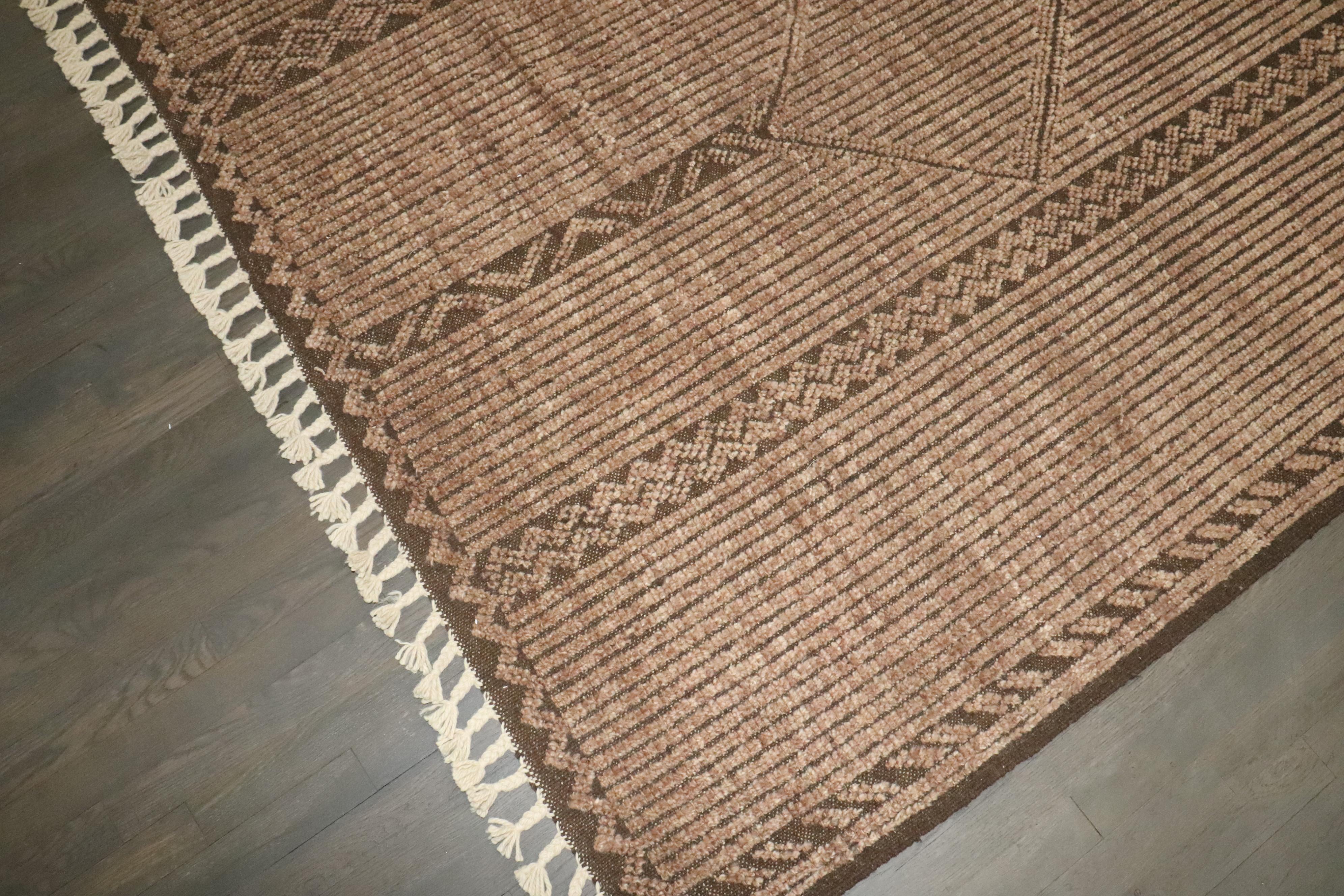 Zabihi Collection Brown Afghan Vintage Inspired African Tuareg Rug For Sale 5