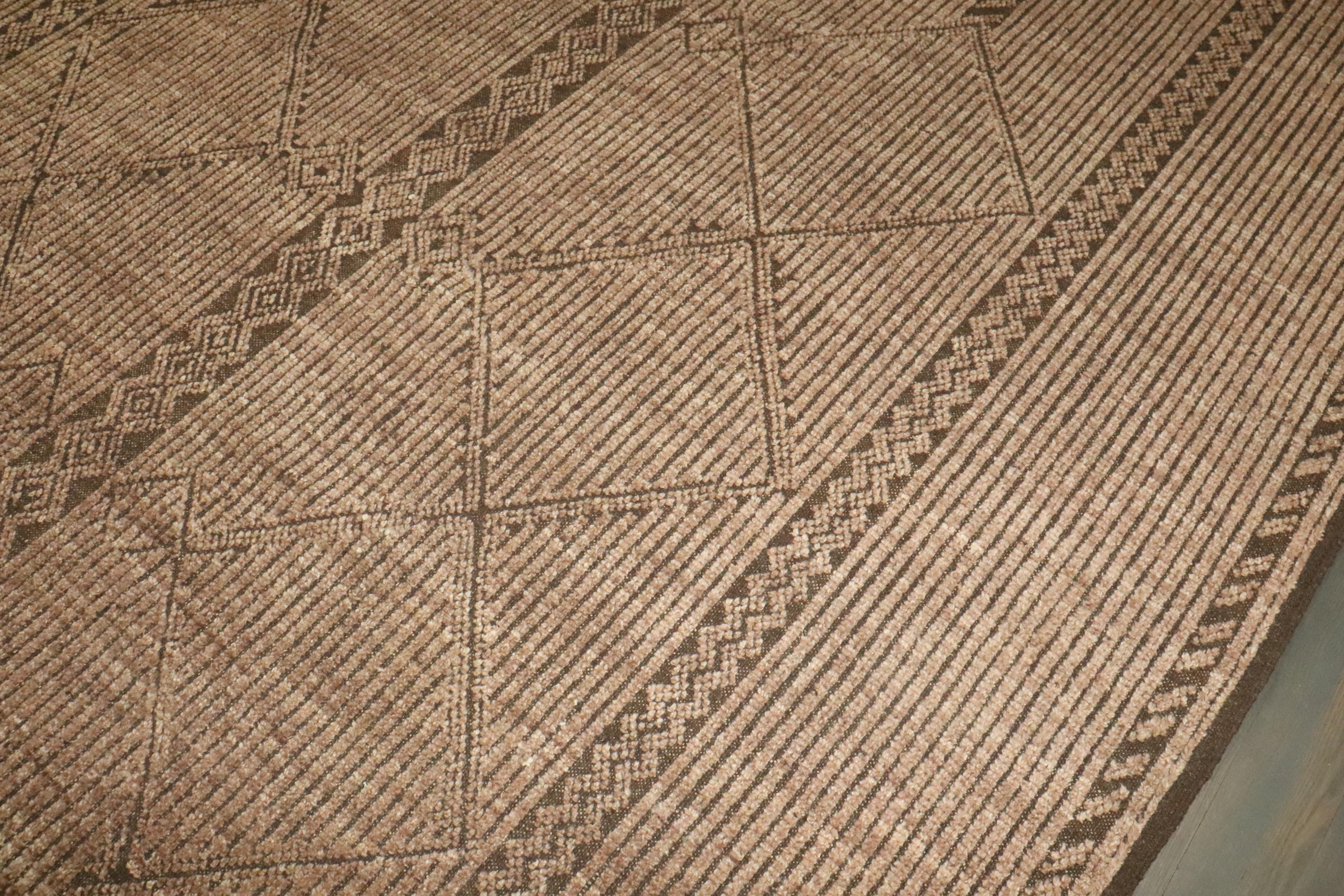 Folk Art Zabihi Collection Brown Afghan Vintage Inspired African Tuareg Rug For Sale