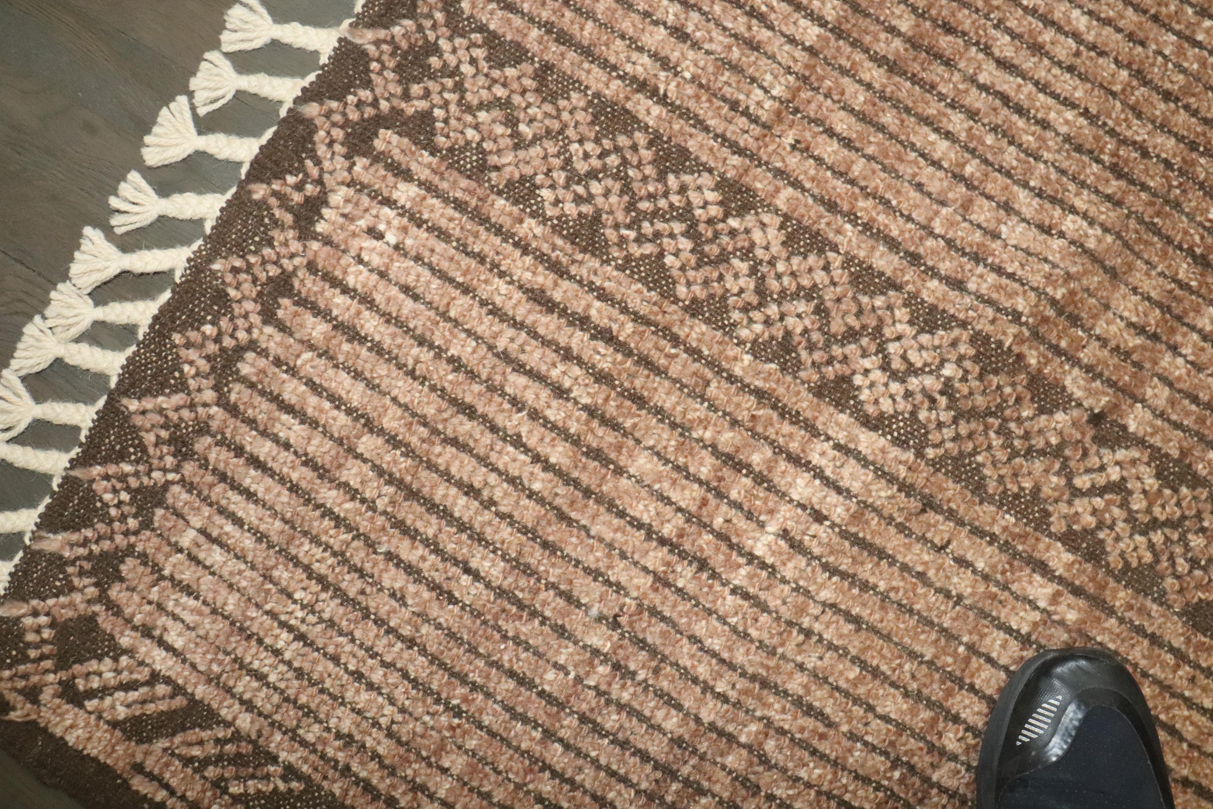 Zabihi Collection Brown Afghan Vintage Inspired African Tuareg Rug For Sale 1