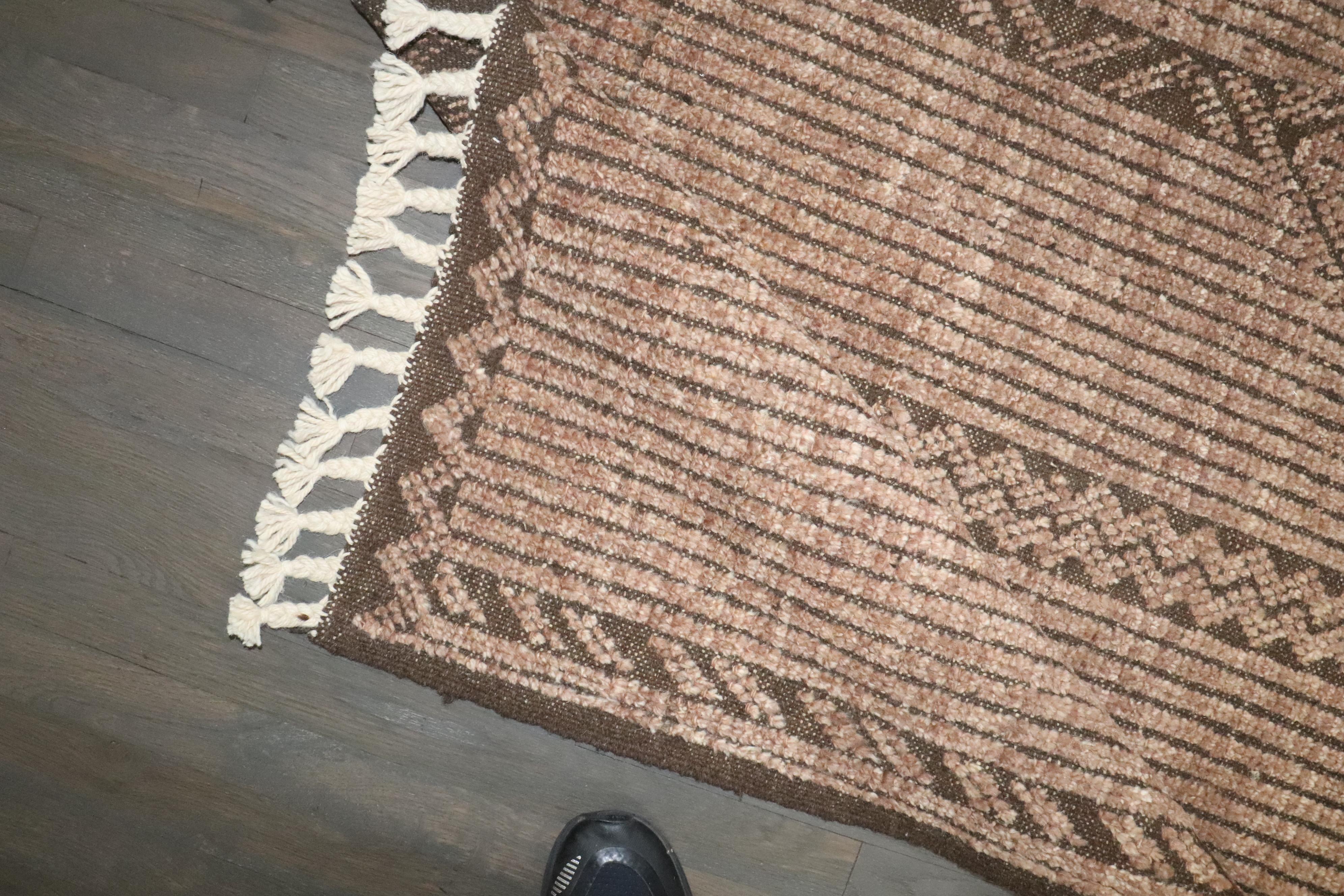 Zabihi Collection Brown Afghan Vintage Inspired African Tuareg Rug For Sale 2