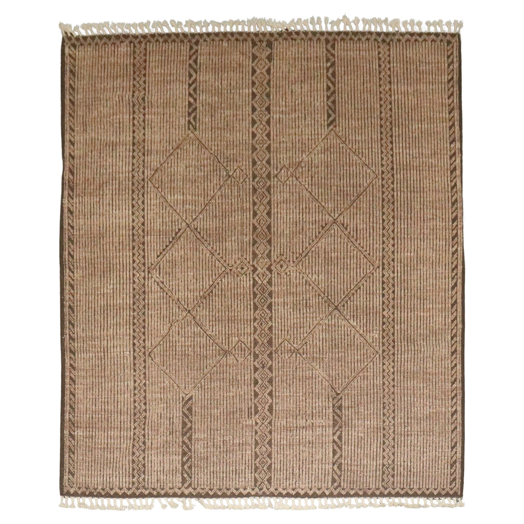 Tappeto Zabihi Collection Brown Afghan Vintage Inspired African Tuareg