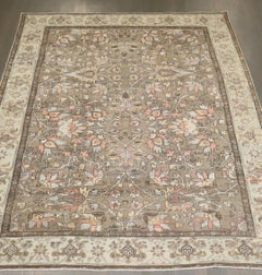 Zabihi Collection Brown Antique Persian Heriz Carpet