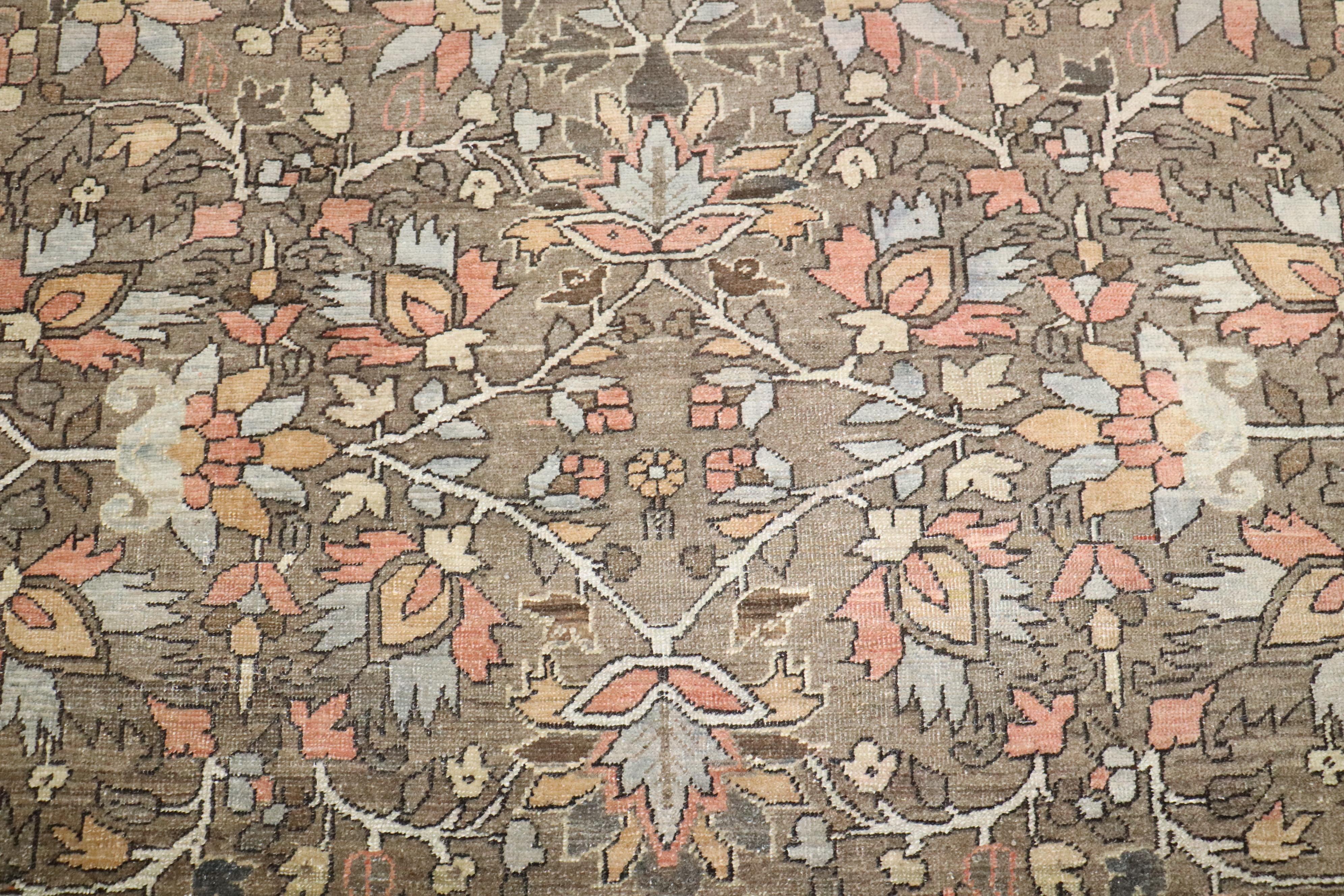 20th Century Zabihi Collection Brown Antique Persian Heriz Carpet For Sale