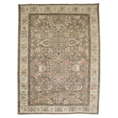 Zabihi Collection Brown Antique Persian Heriz Carpet