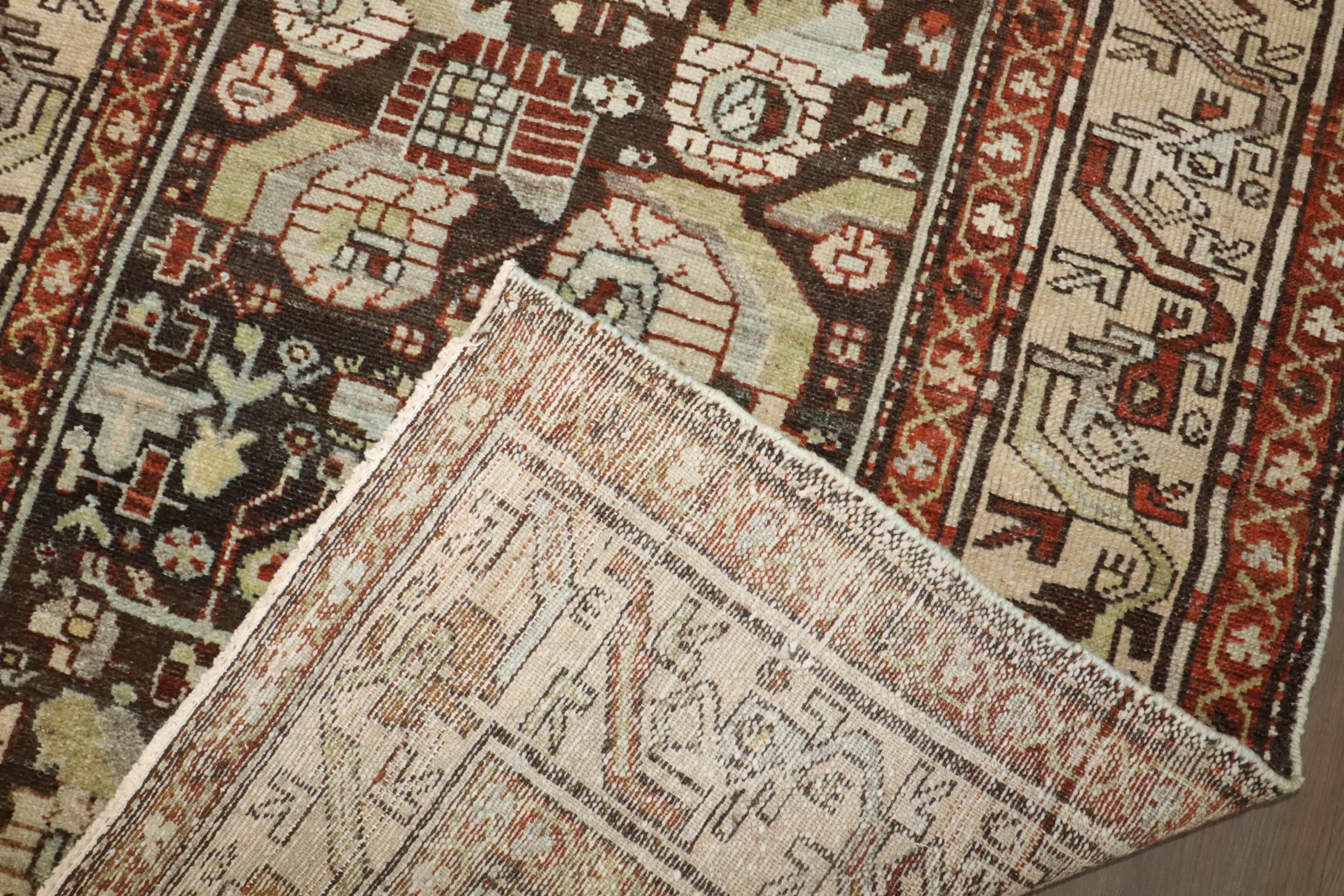 Perse The Collective Brown Antique Persian Malayer Scatter Rug (tapis à dispersion) en vente