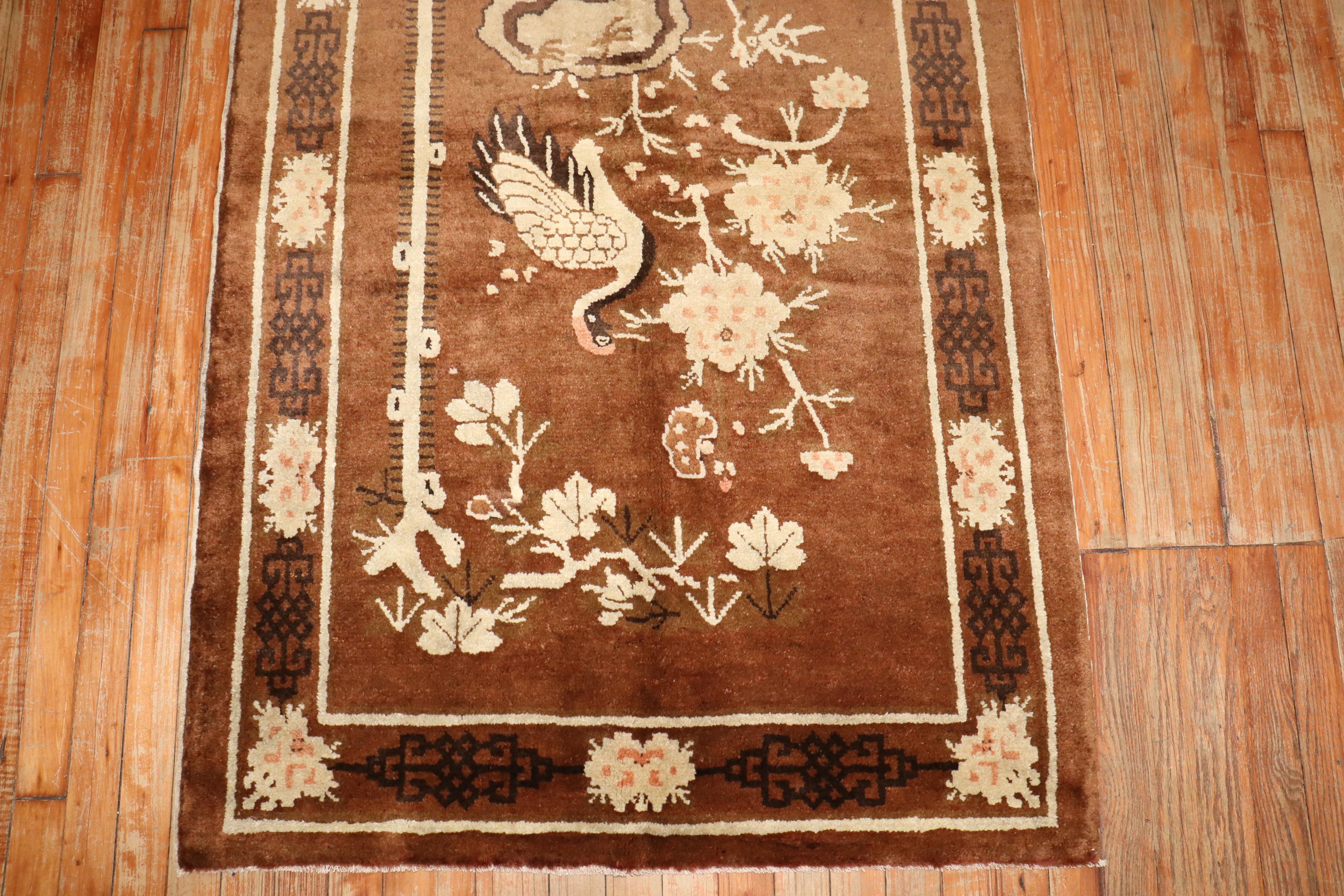 Tibetan Zabihi Collection Brown Chinese Pictorial Rug For Sale