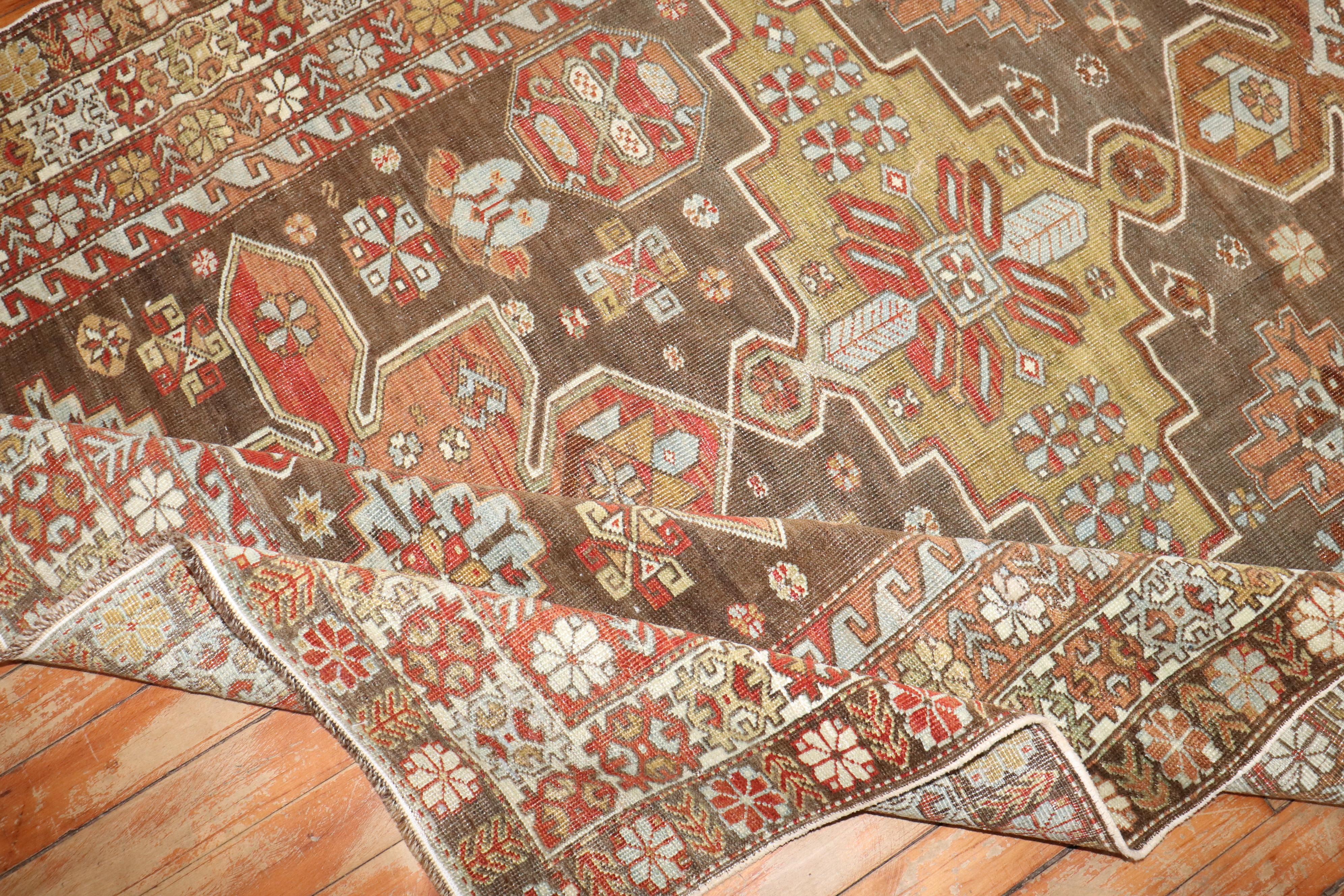 Zabihi Collection Brown Decorative Caucasian Accent Size Rug In Good Condition For Sale In New York, NY