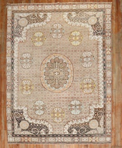 Zabihi Collection Brown Floral Türkisch Intermediate Quadratischer Teppich