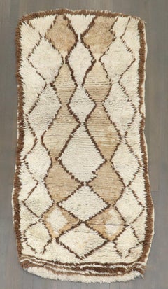 Zabihi Collection Braun Elfenbein Kleiner Marokkanischer Plüschteppich