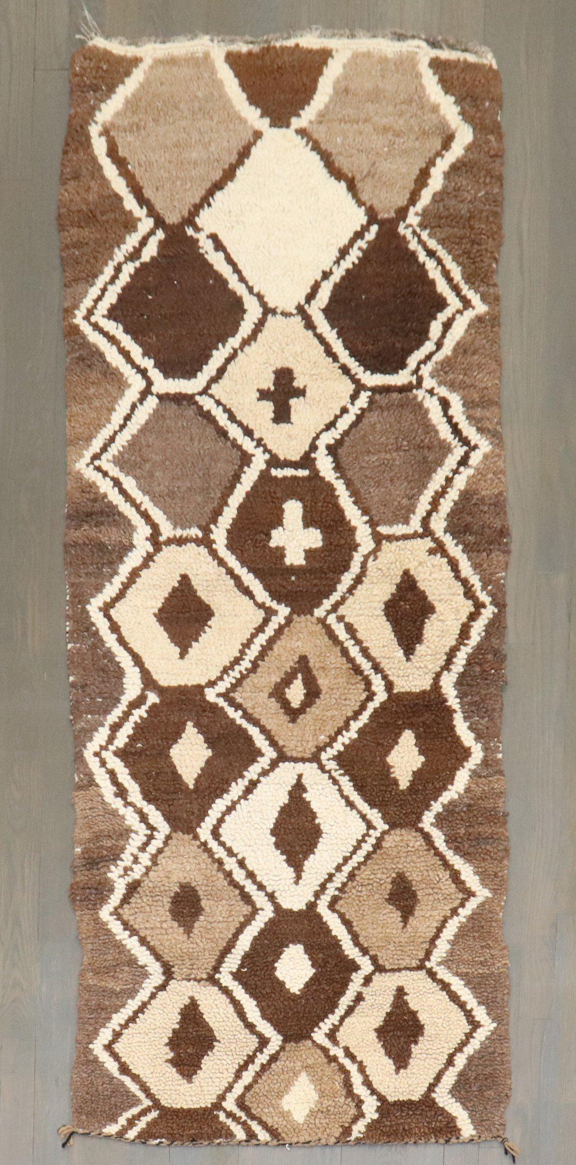 Lana Runner marocchino di piccole dimensioni Zabihi Collection'S Marrone Avorio in vendita