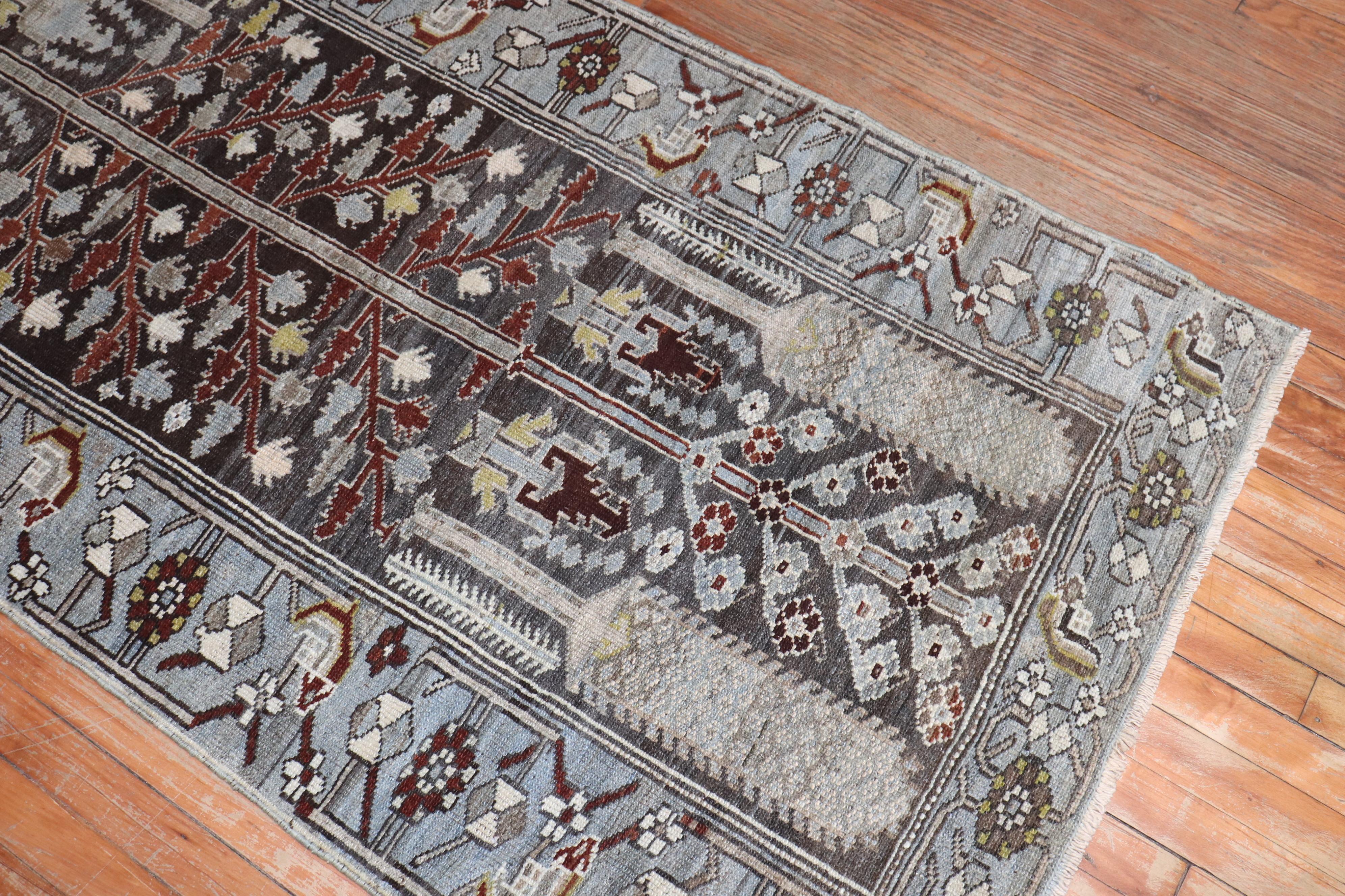 Zabihi Collection Brown Persian Kurd Bakhtiari Läufer im Angebot 2