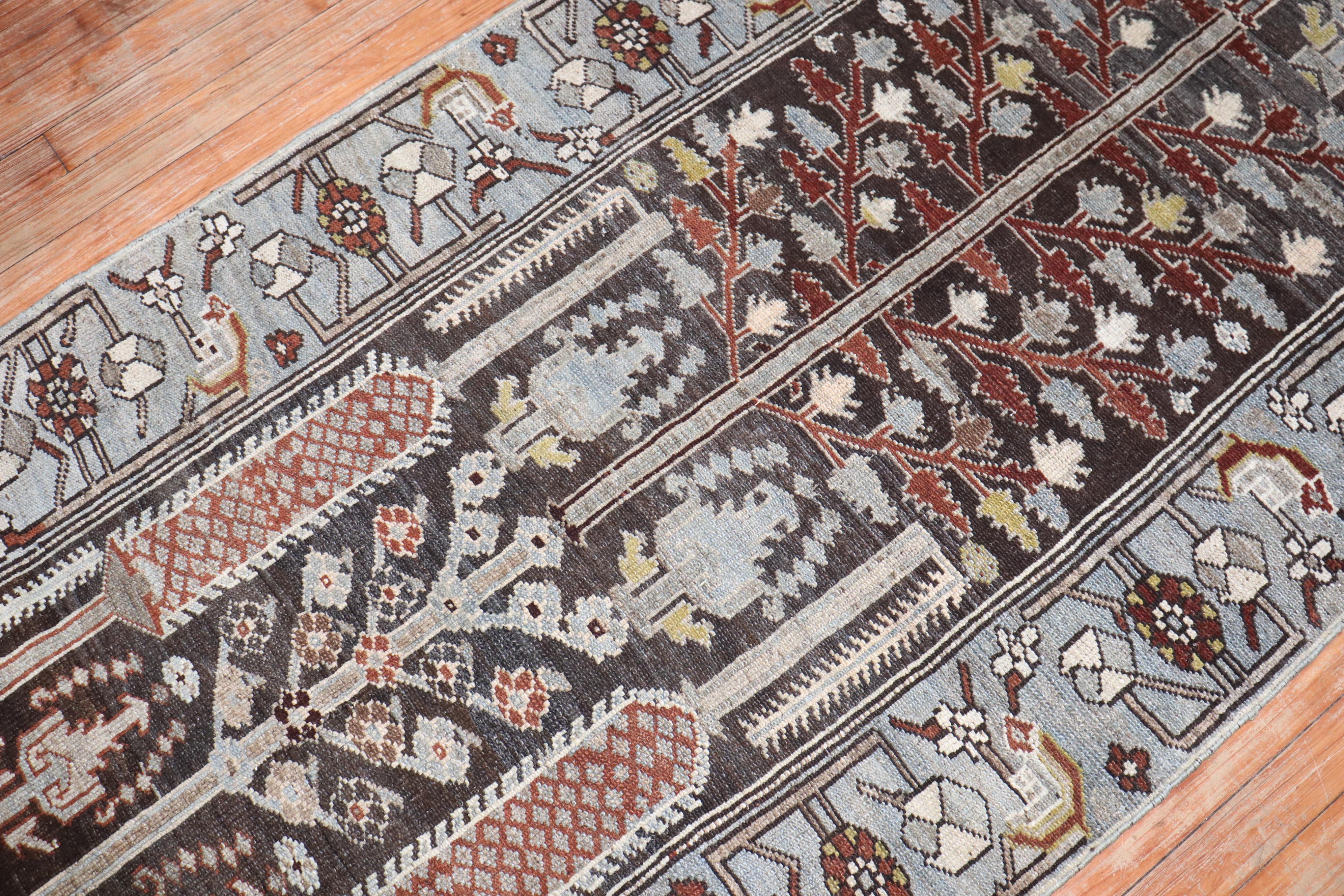 Zabihi Collection Brown Persian Kurd Bakhtiari Läufer (Persisch) im Angebot