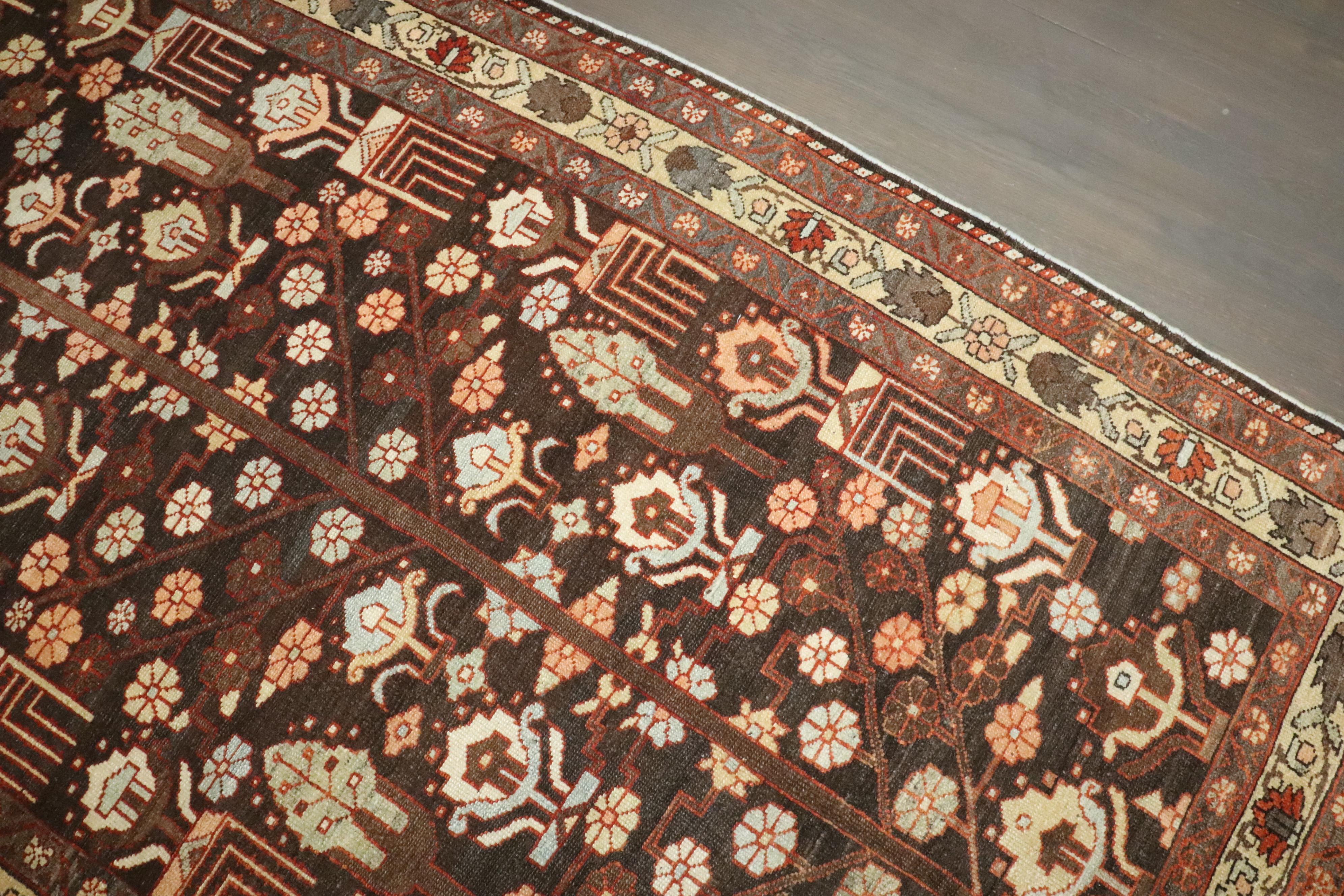 Zabihi Collection Brown Persian Kurd Bakhtiari Läufer (Handgewebt) im Angebot