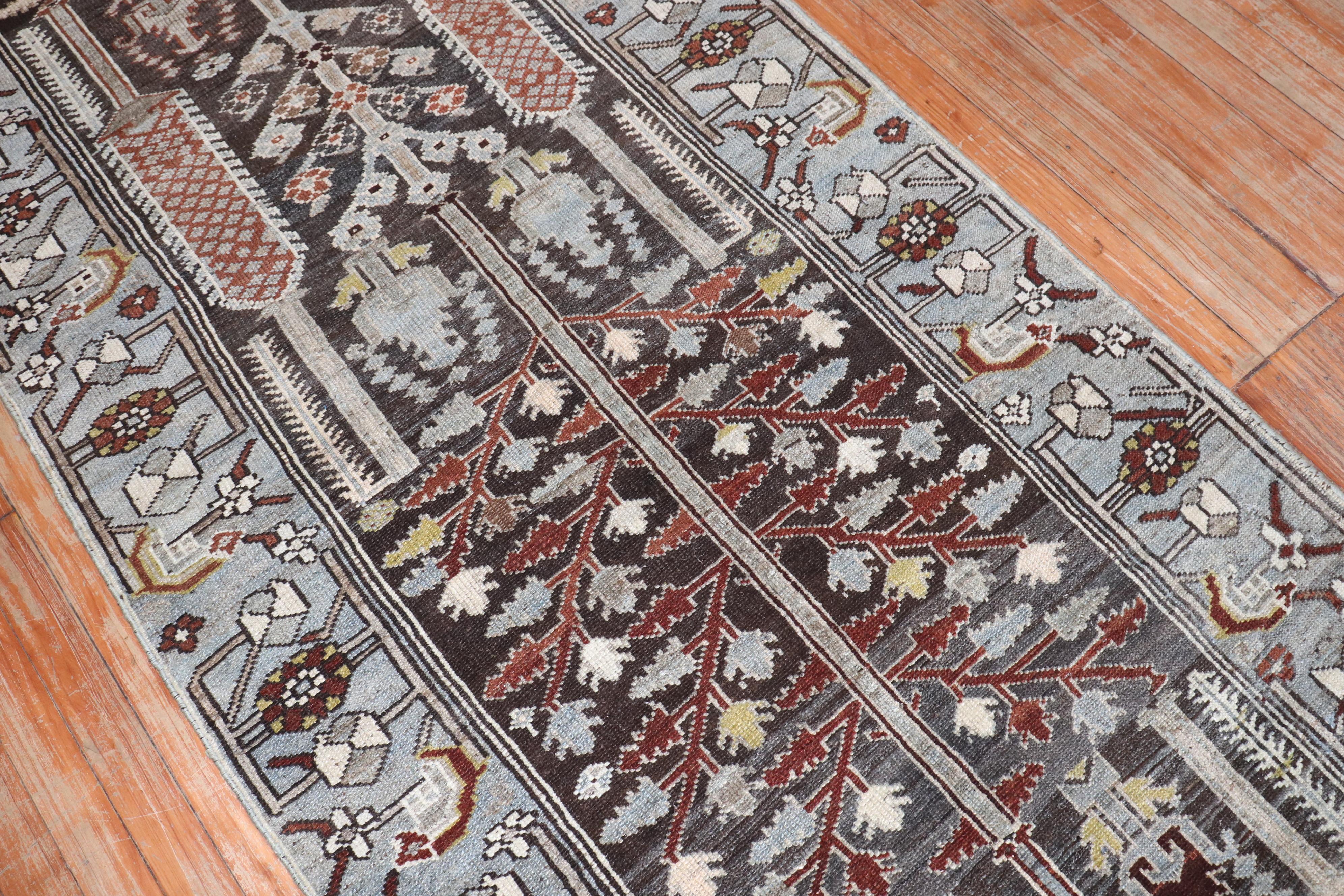 Zabihi Collection Brown Persian Kurd Bakhtiari Läufer (Wolle) im Angebot