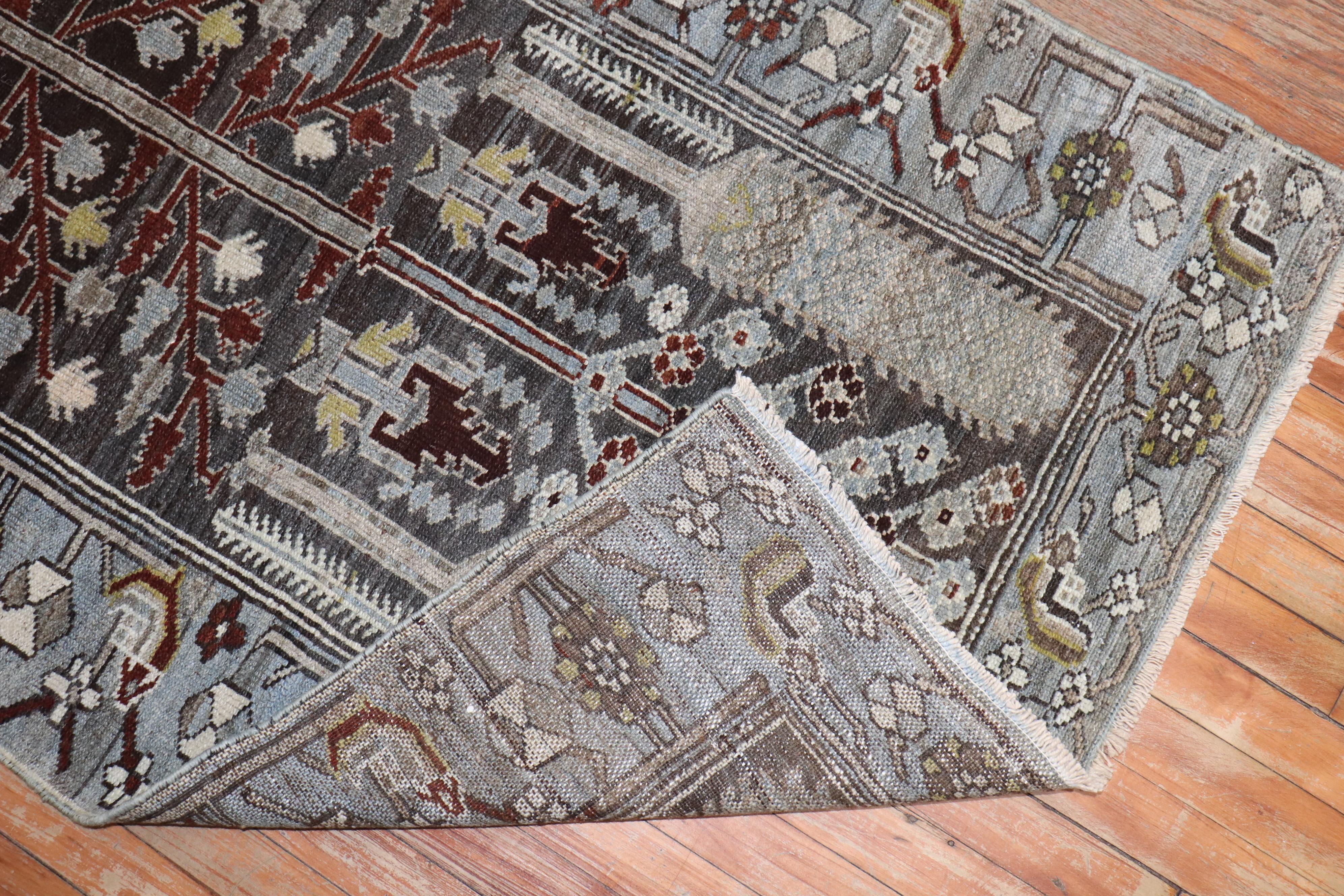 Zabihi Collection Brown Persian Kurd Bakhtiari Läufer im Angebot 1