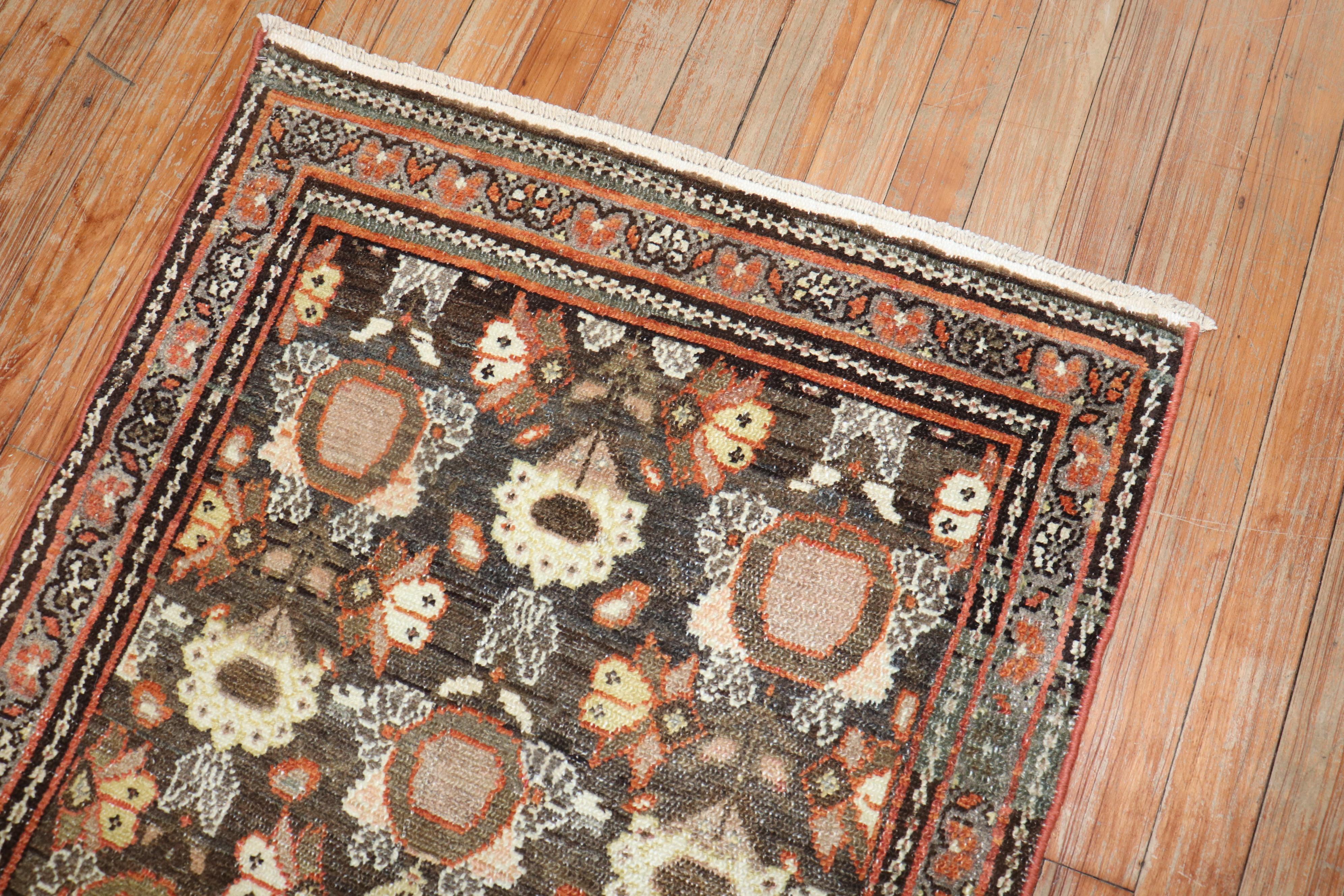 Zabihi Collection Brown Persian Mahal Throw Rug In Good Condition For Sale In New York, NY