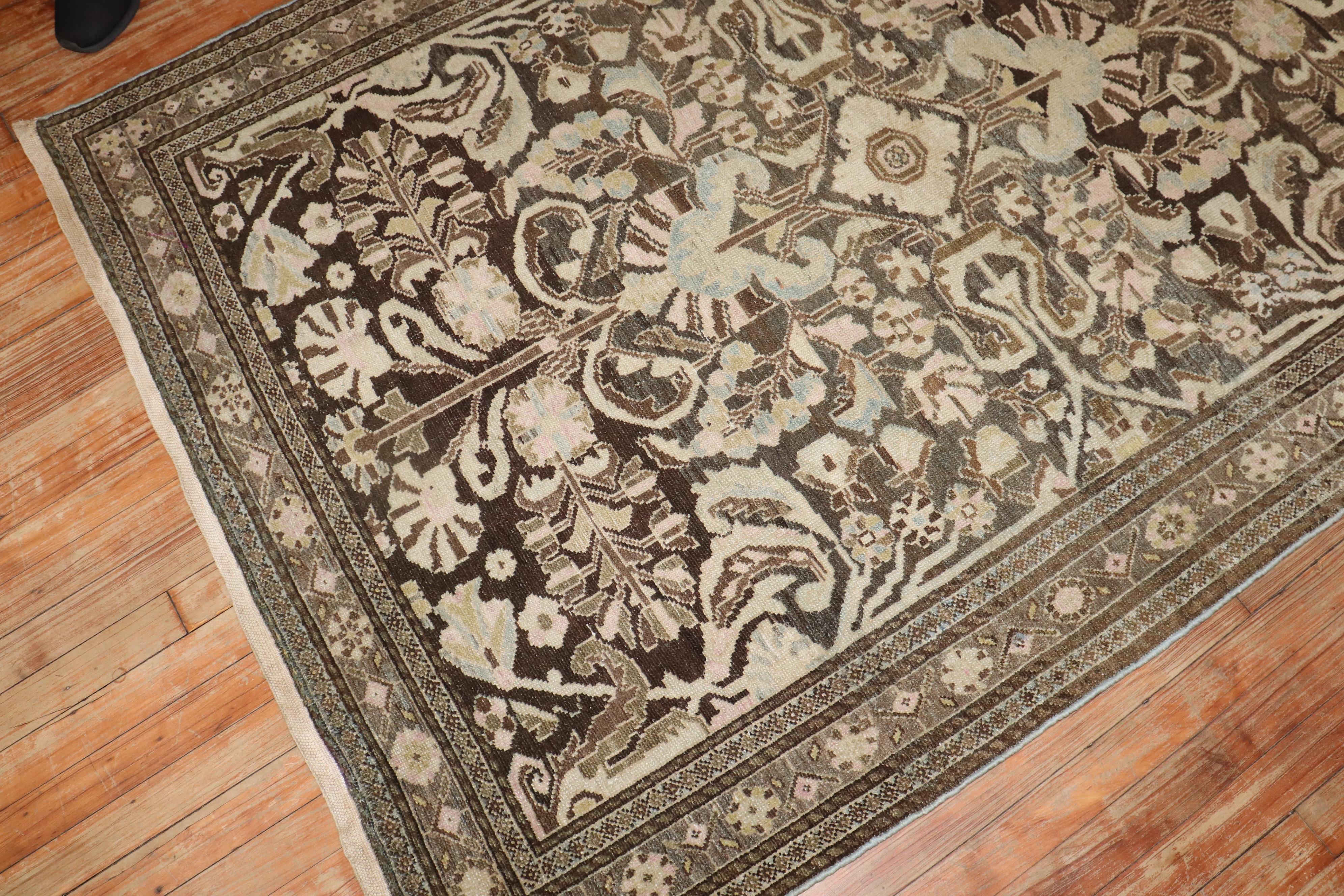 Zabihi Collection Brown Persian Malayer Rug For Sale 4