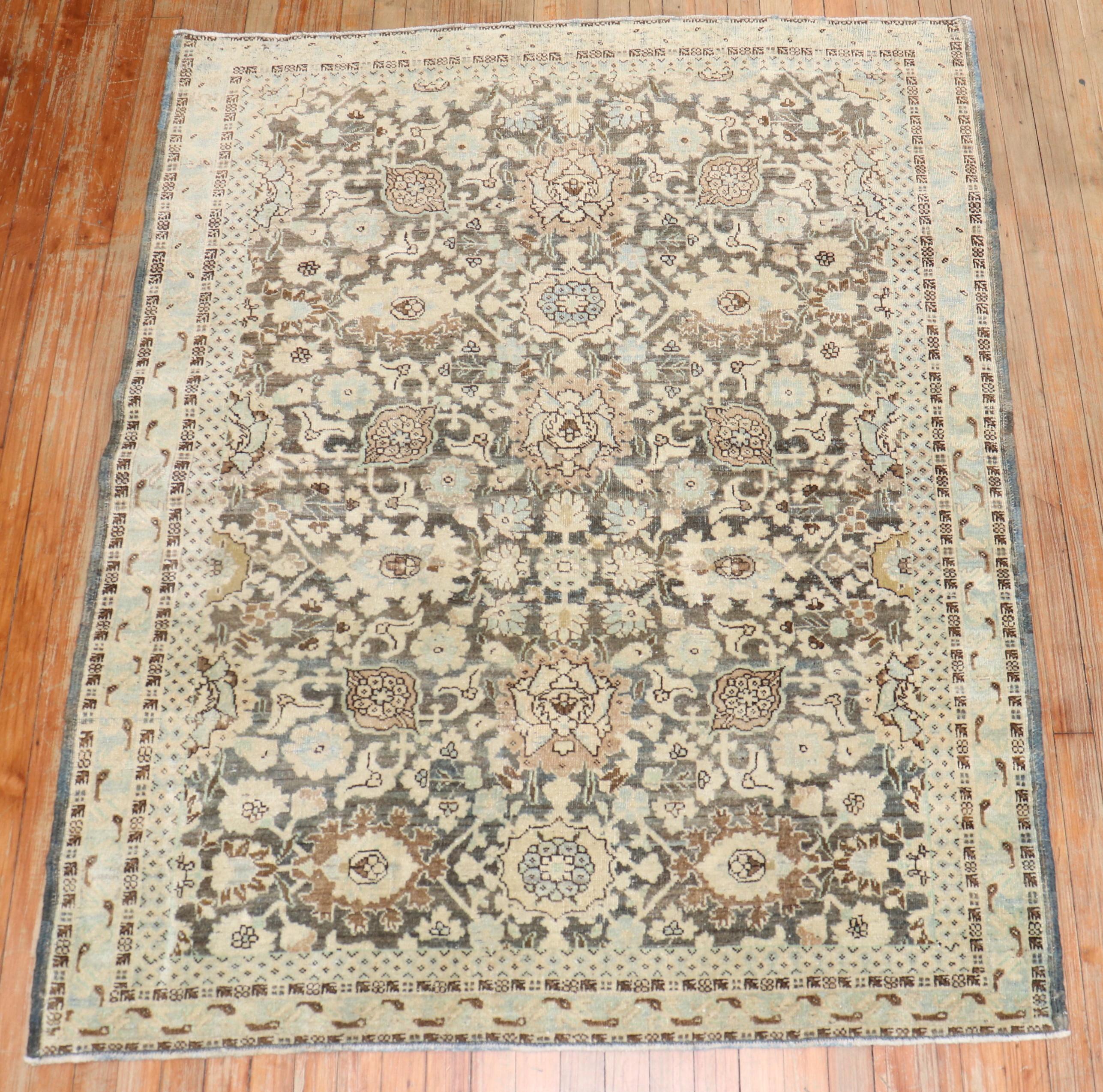 Zabihi Collection Brown Persian Malayer Rug (Persisch) im Angebot