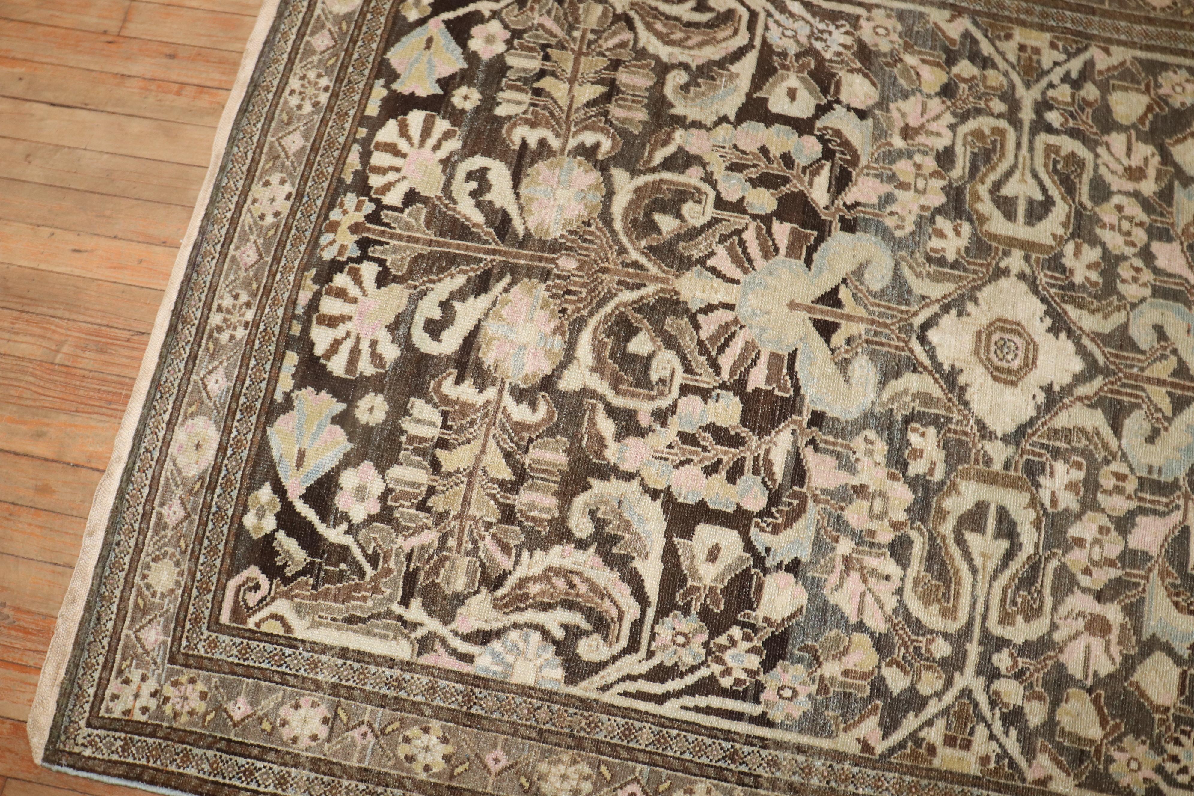 Wool Zabihi Collection Brown Persian Malayer Rug For Sale