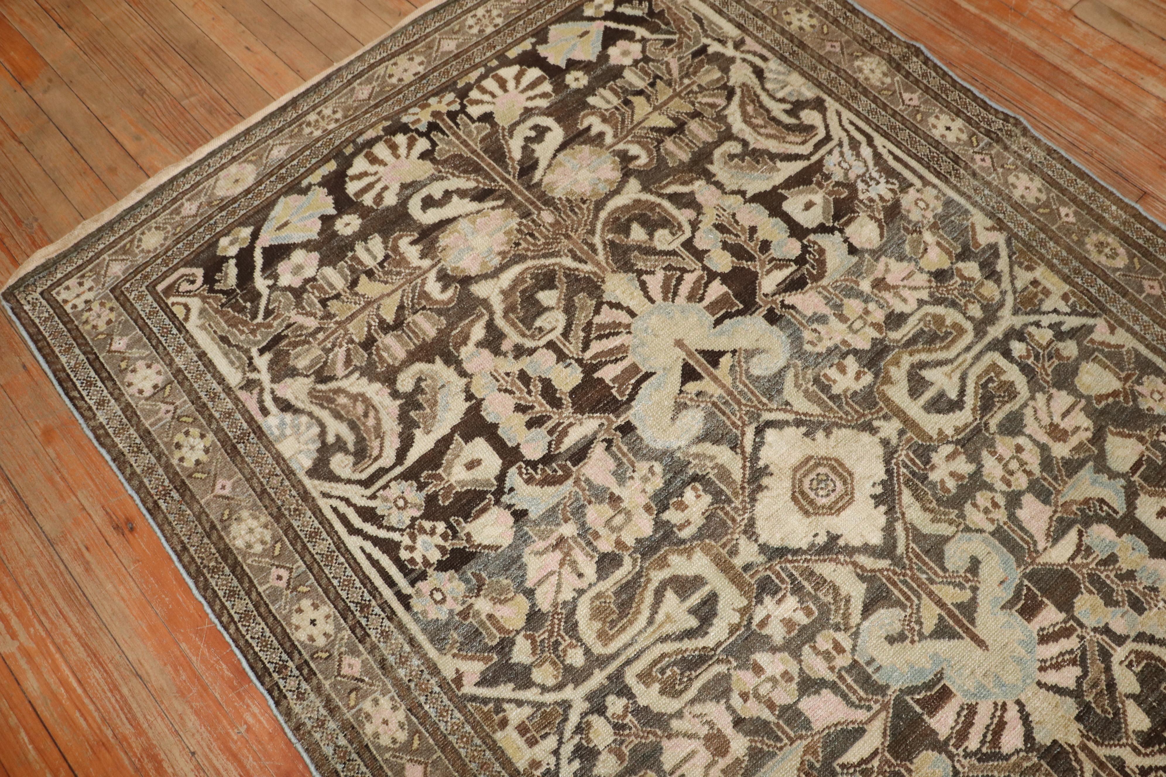Zabihi Collection Brown Persian Malayer Rug For Sale 1