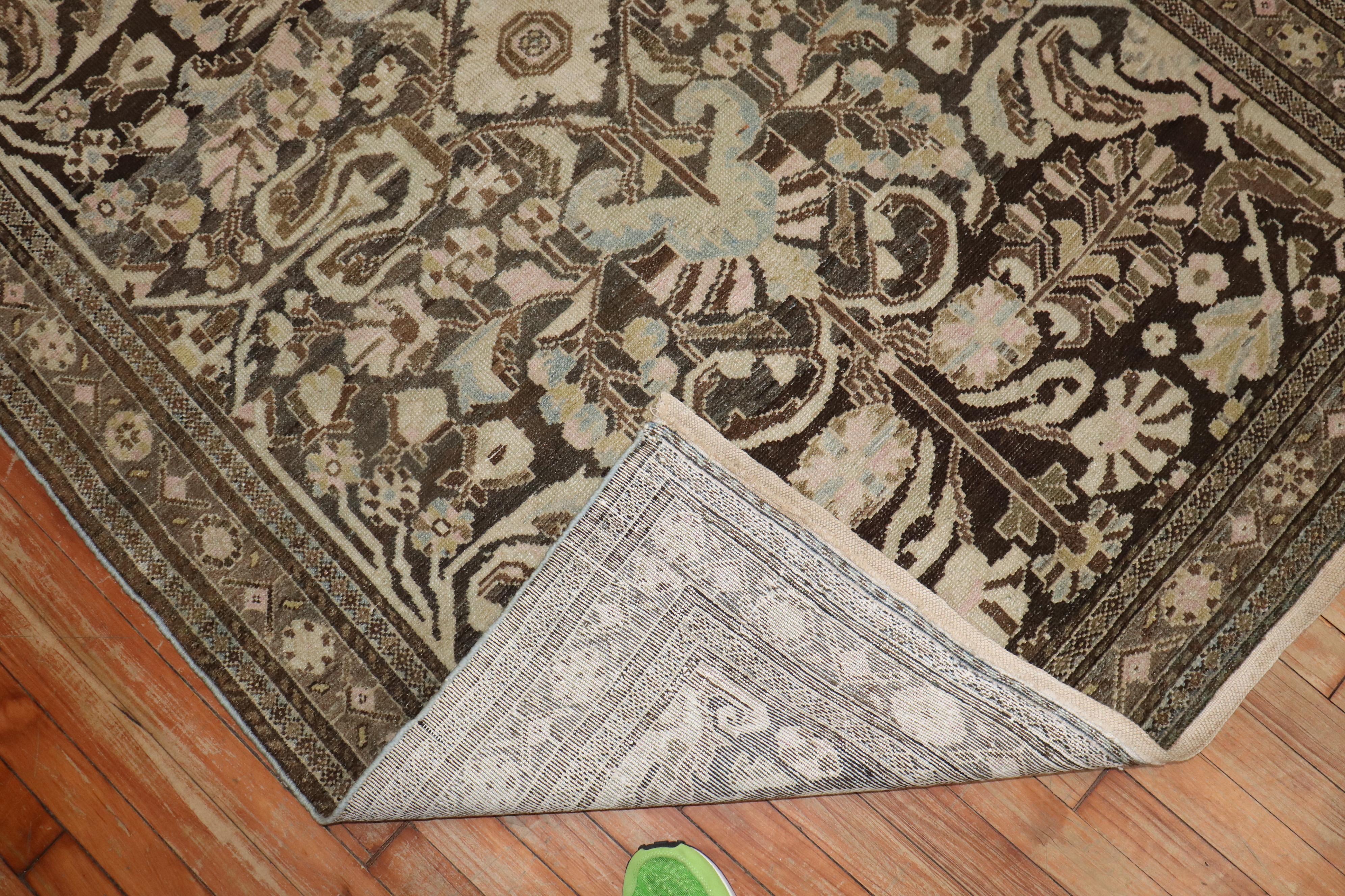 Zabihi Collection Brown Persian Malayer Rug For Sale 2