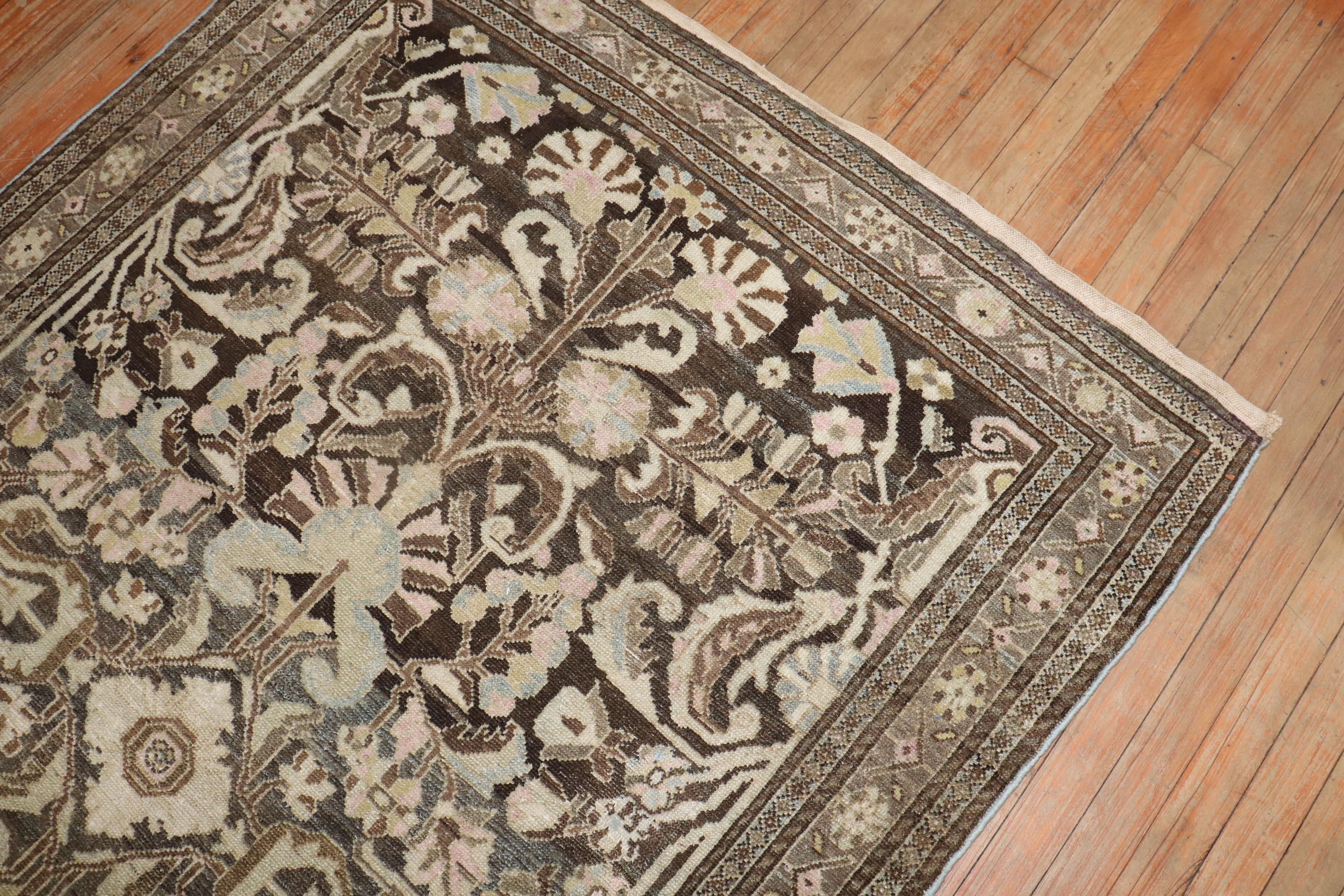 Zabihi Collection Brown Persian Malayer Rug For Sale 3