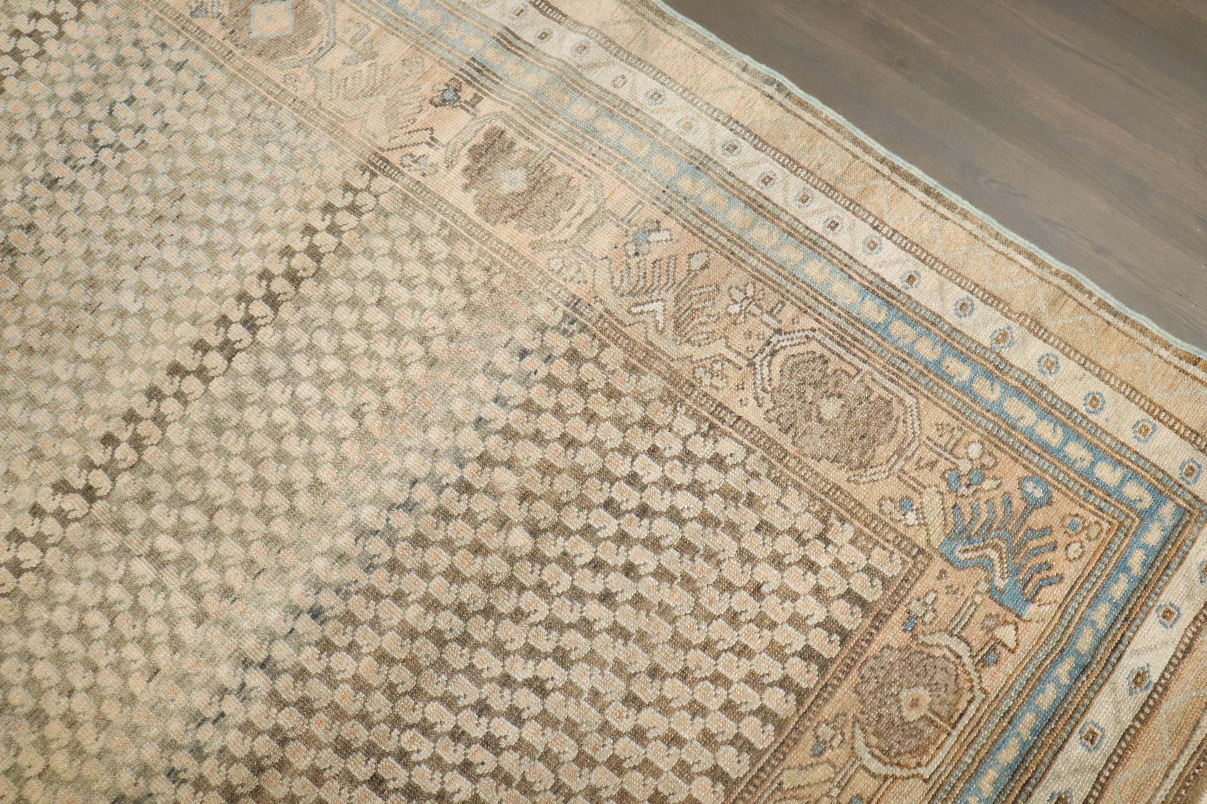 Rustic Zabihi Collection Brown Persian Malayer Saraband Rug For Sale