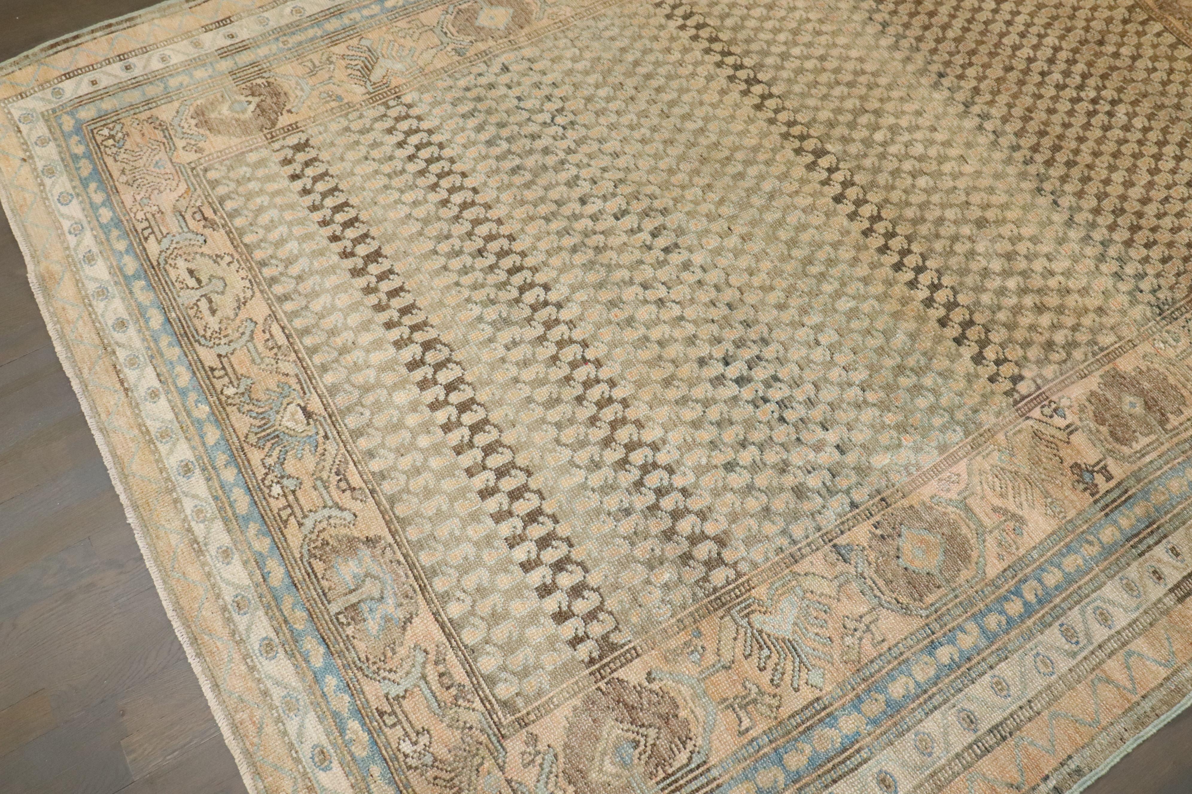 Zabihi Collection Brown Persian Malayer Saraband Rug In Fair Condition For Sale In New York, NY