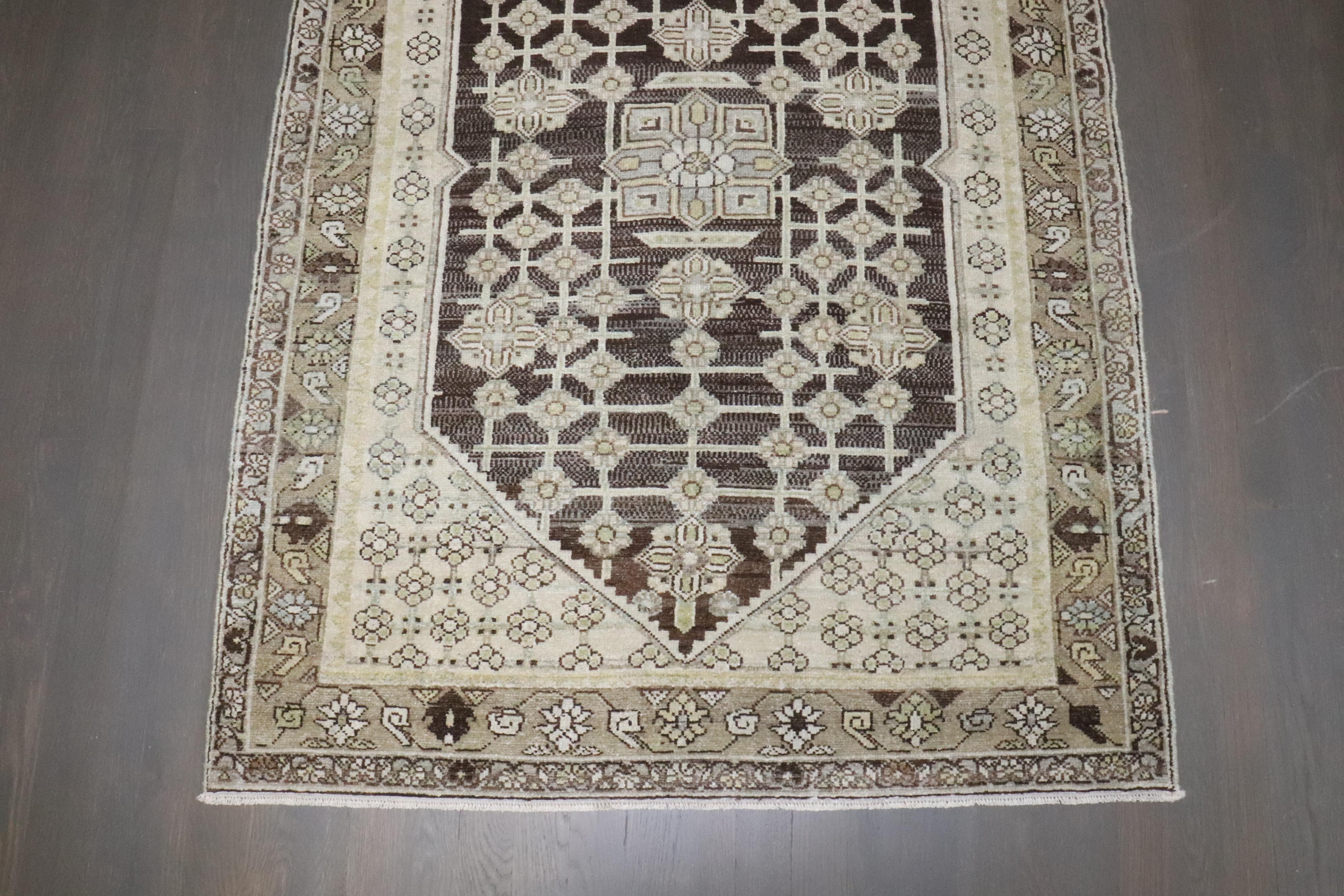 Zabihi Collection Brown Persian Malayer Small Rug For Sale 3
