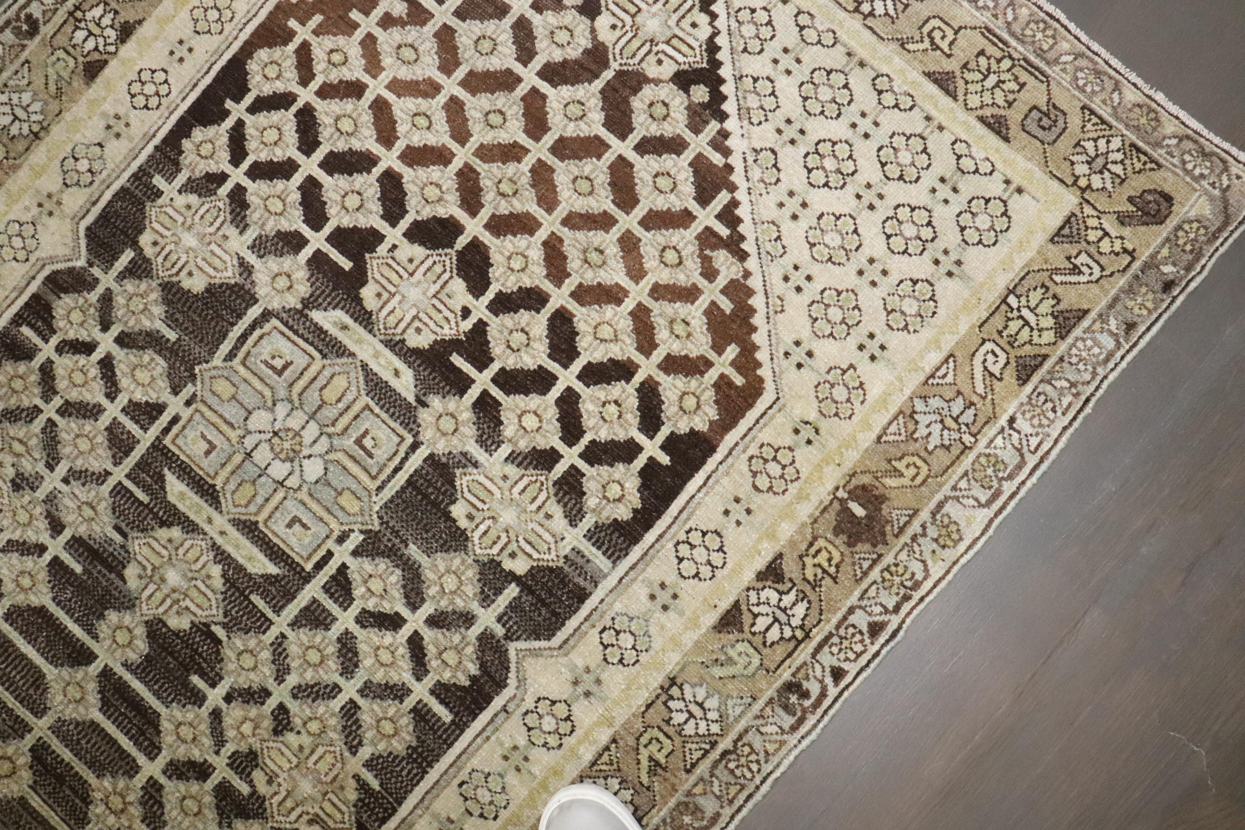 20th Century Zabihi Collection Brown Persian Malayer Small Rug For Sale