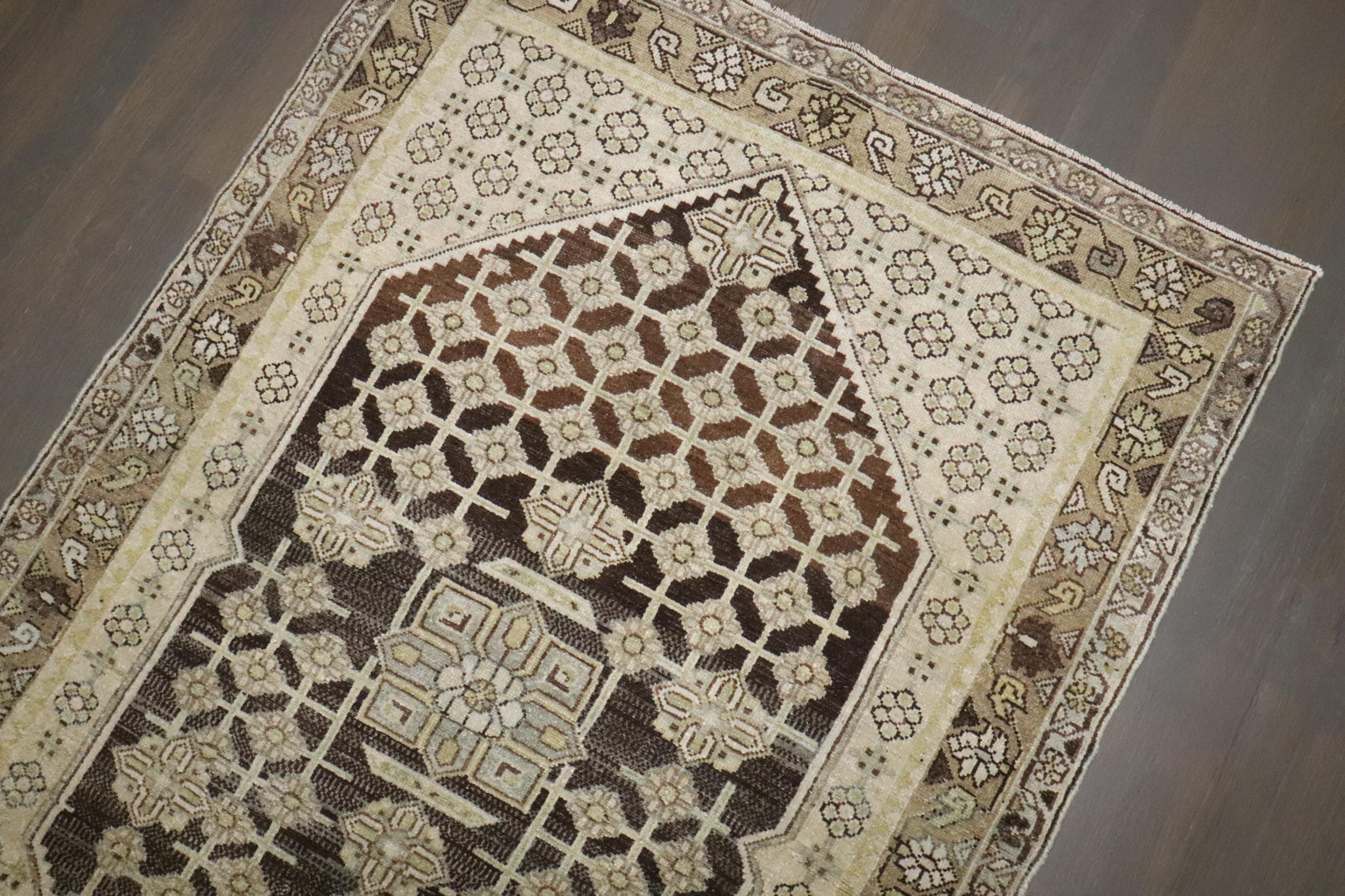 Zabihi Collection Brown Persian Malayer Small Rug For Sale 2