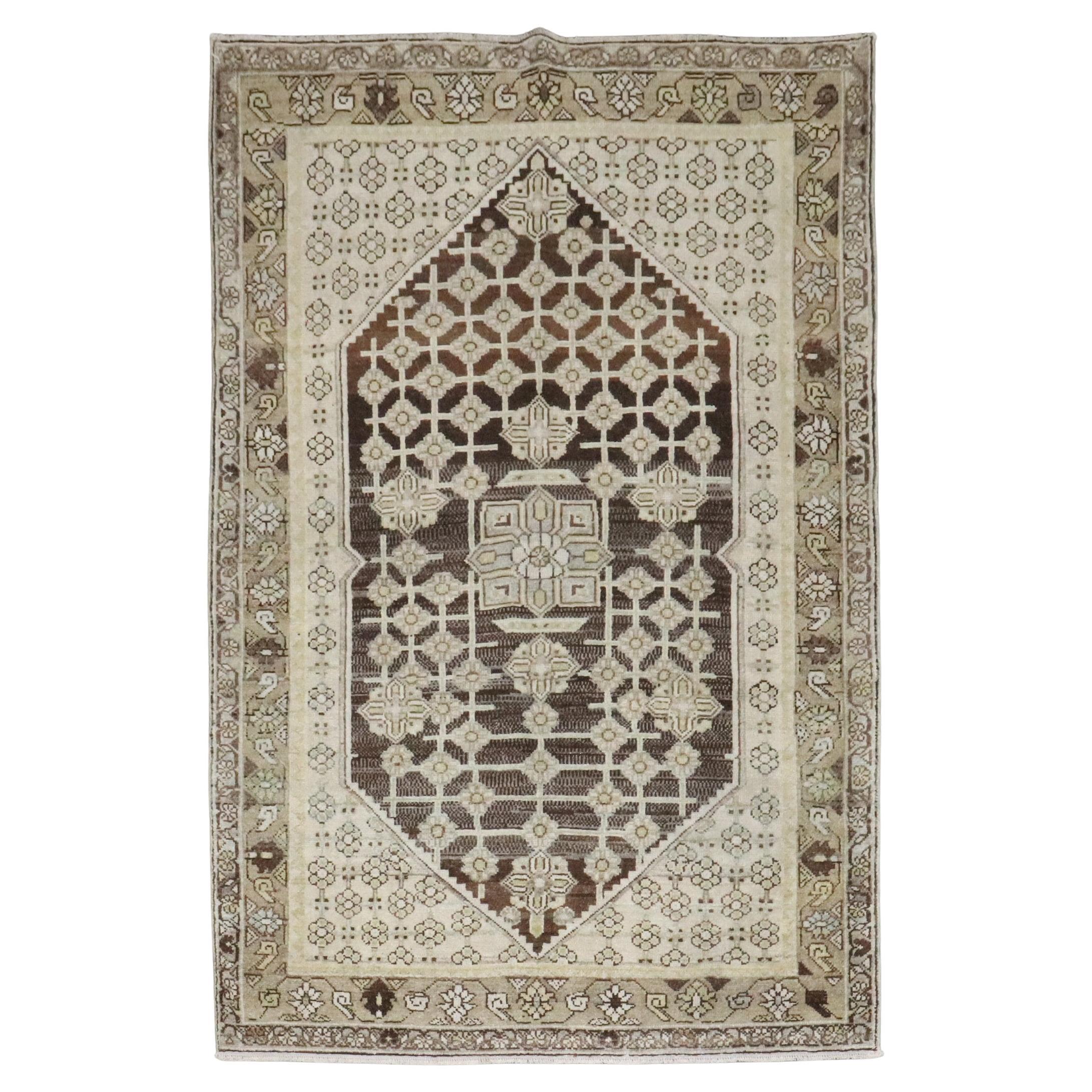 Zabihi Collection Brown Persian Malayer Small Rug For Sale