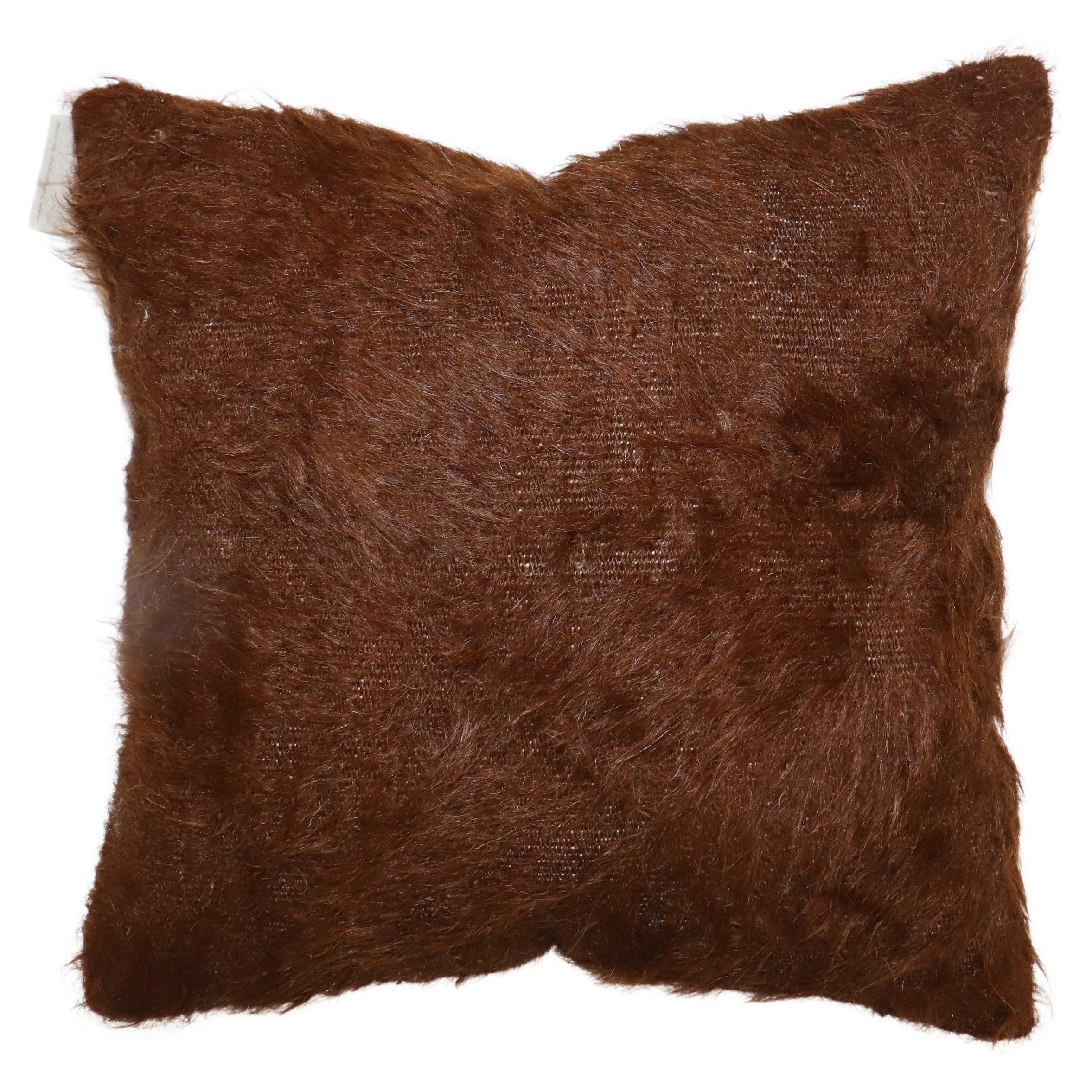 Zabihi Collection Brown Turkish Mohair Rug Pillow