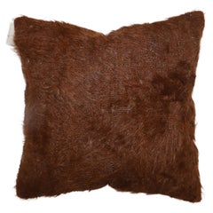 Zabihi Collection Brown Turkish Mohair Rug Pillow