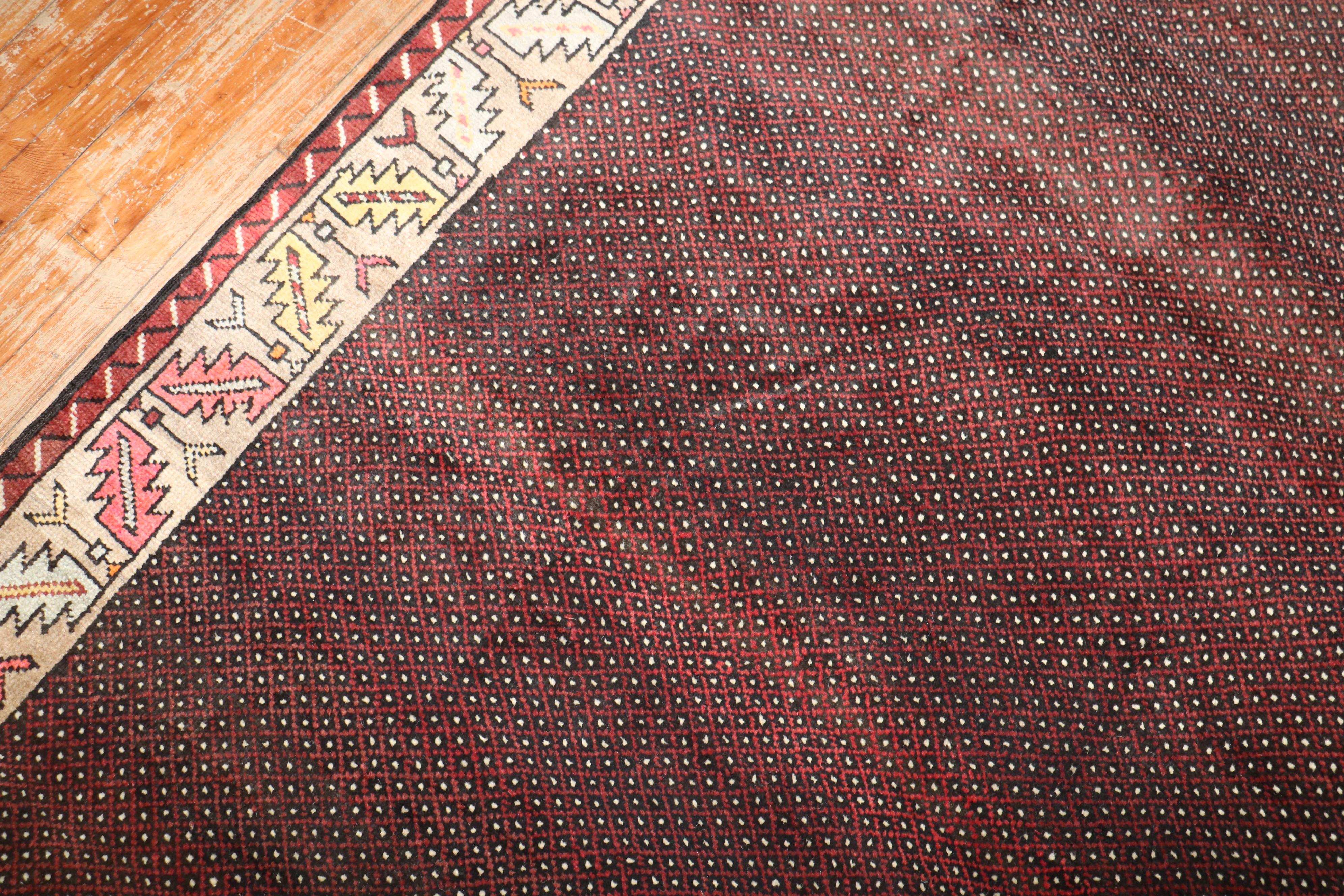 Country Zabihi Collection Brown Turkish Room Vintage Rug For Sale
