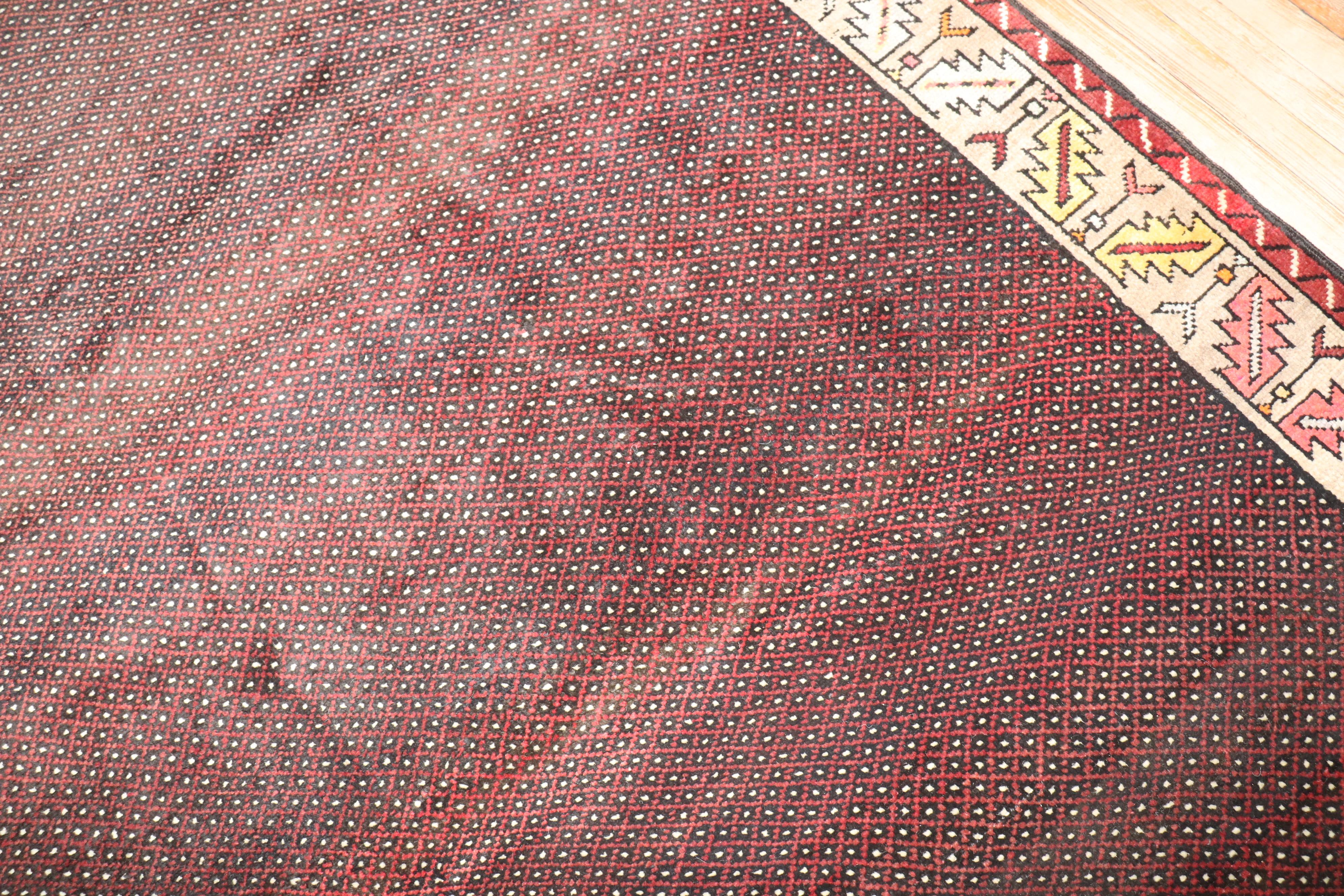 Hand-Knotted Zabihi Collection Brown Turkish Room Vintage Rug For Sale