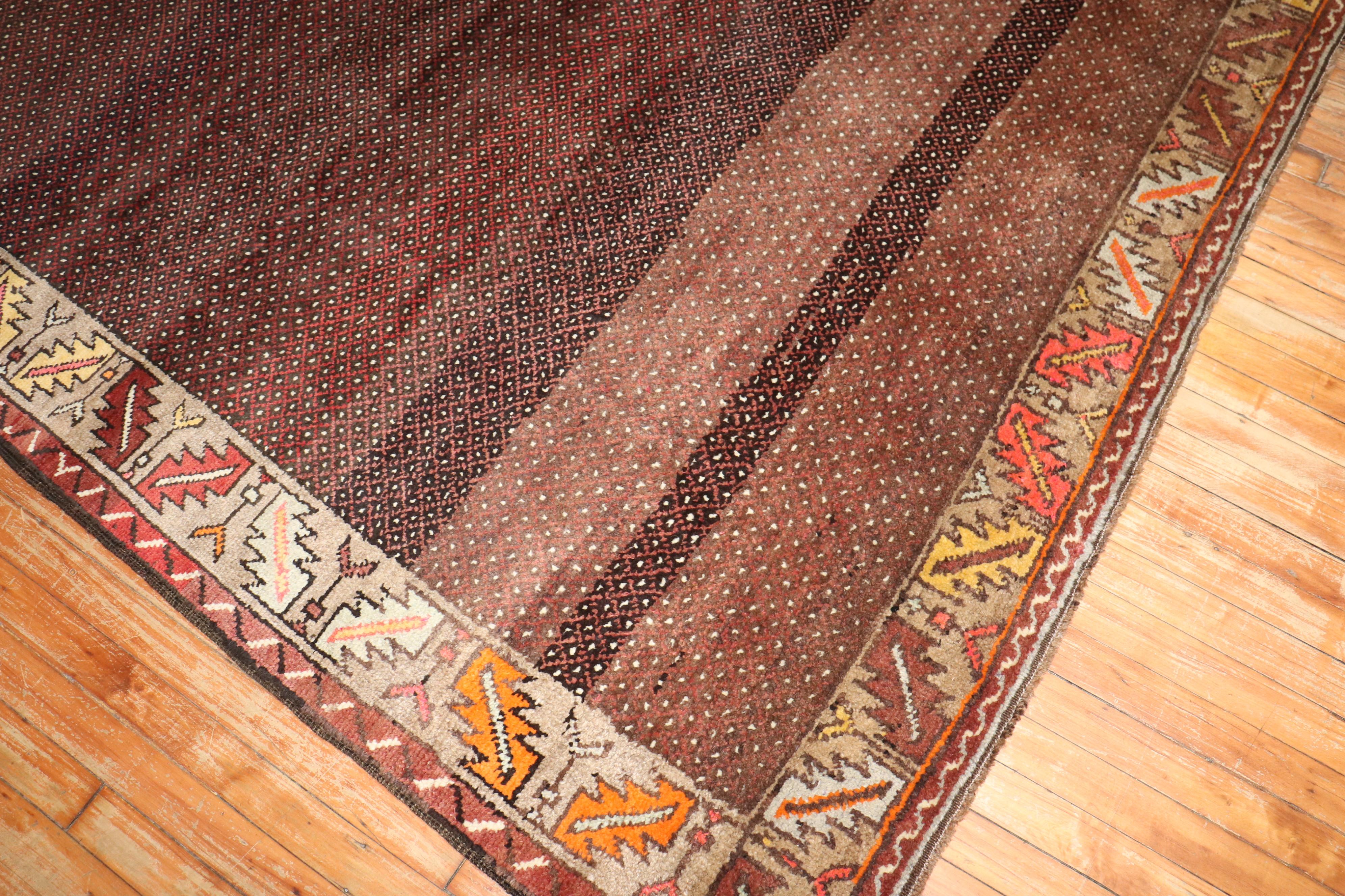 Zabihi Collection Brown Turkish Room Vintage Rug In Good Condition For Sale In New York, NY