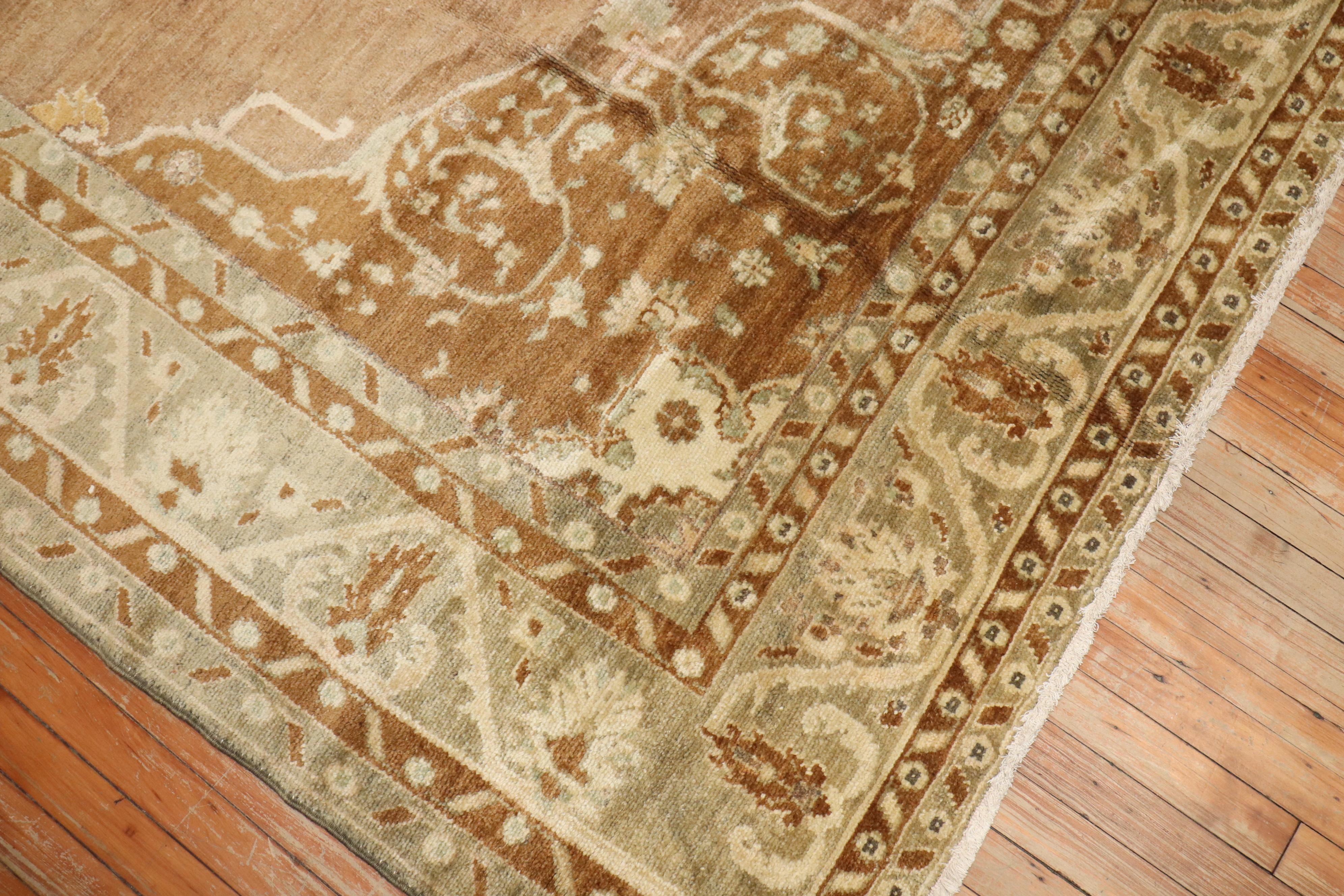 Zabihi Collection Brown Vintage Turkish Room Size Rug In Good Condition For Sale In New York, NY