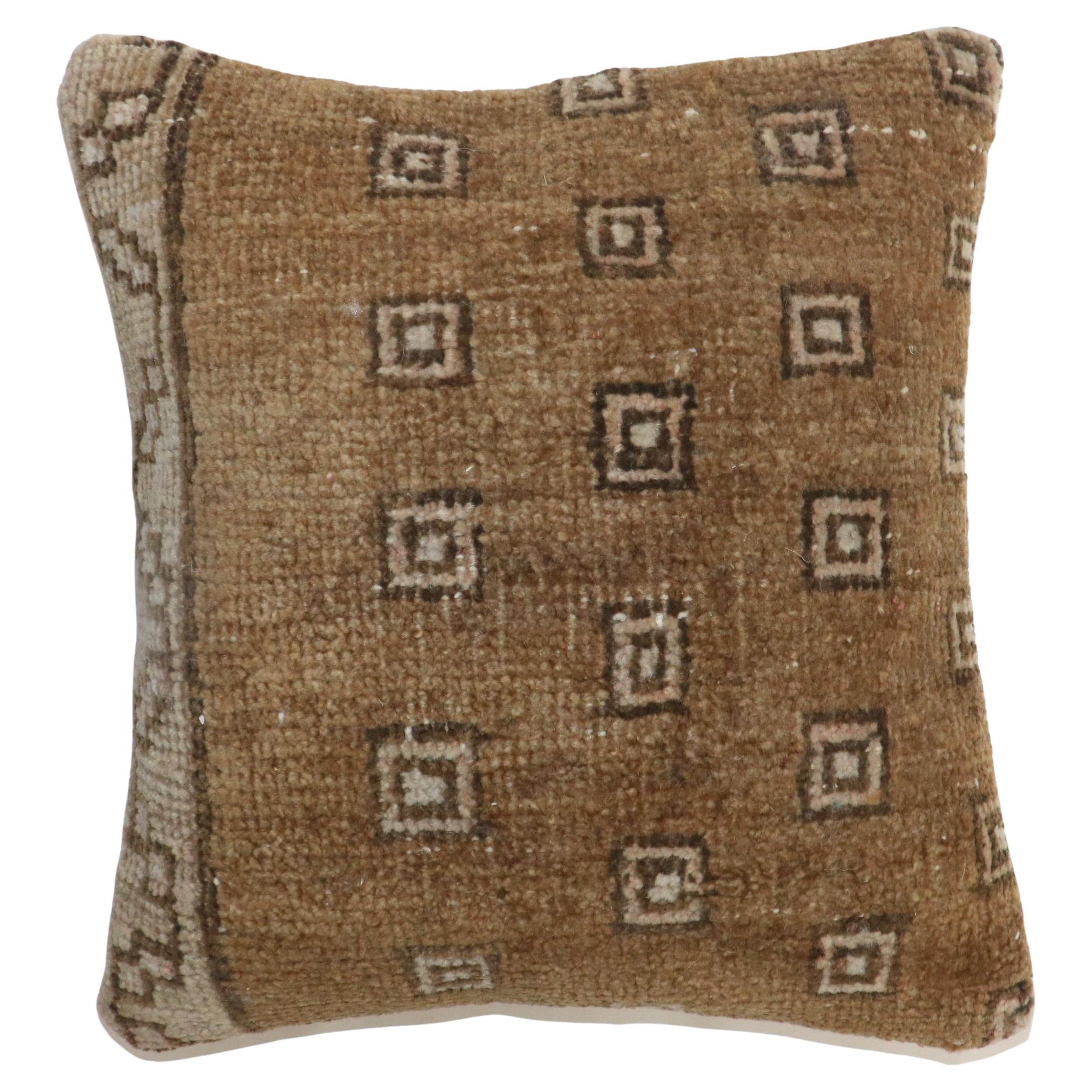 Zabihi Collection Brown Vintage Turkish Rug Pillow