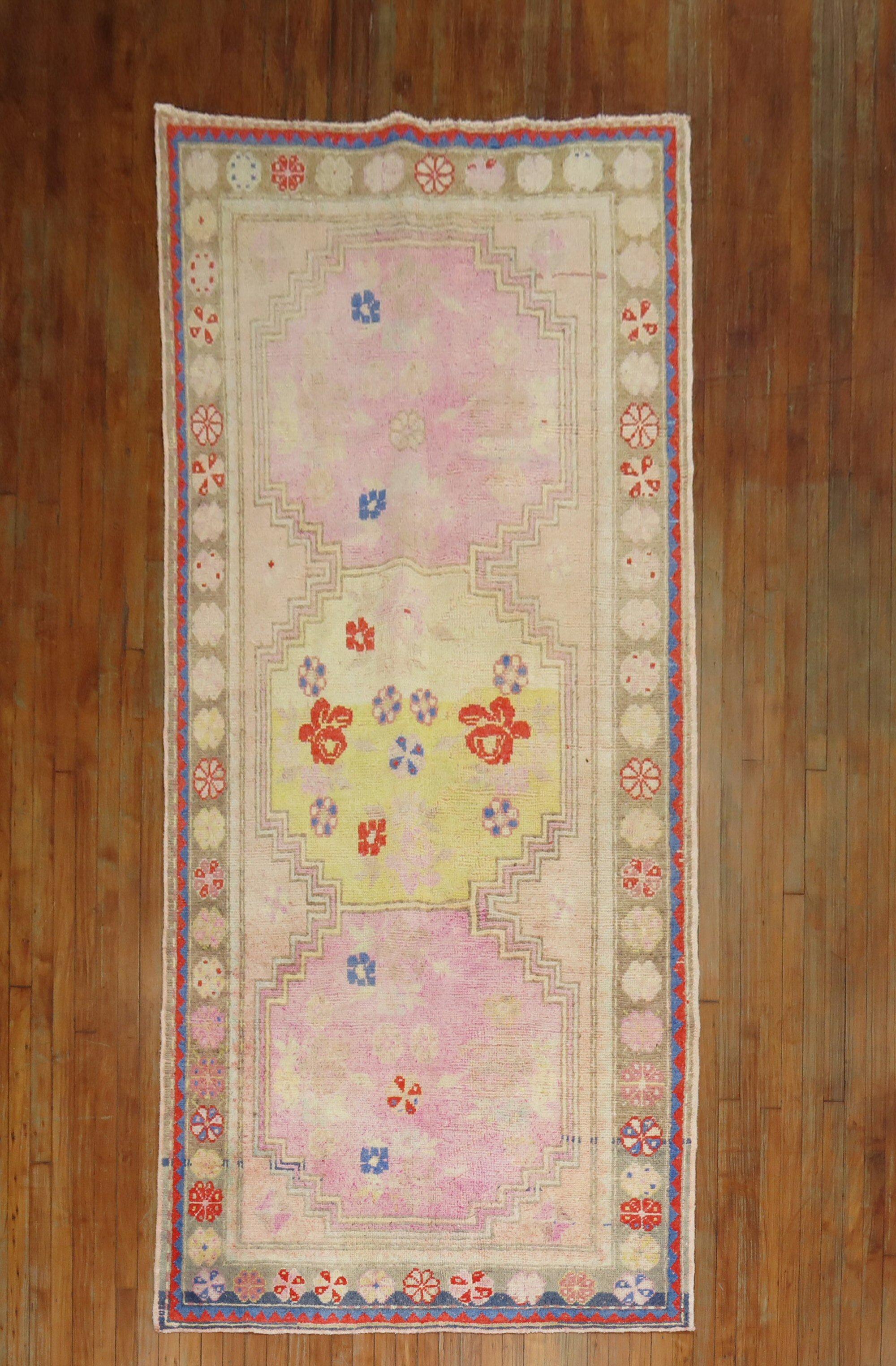 Colección Zabihi Alfombra Turca Vintage Rosa Chicle Anudado a mano en venta