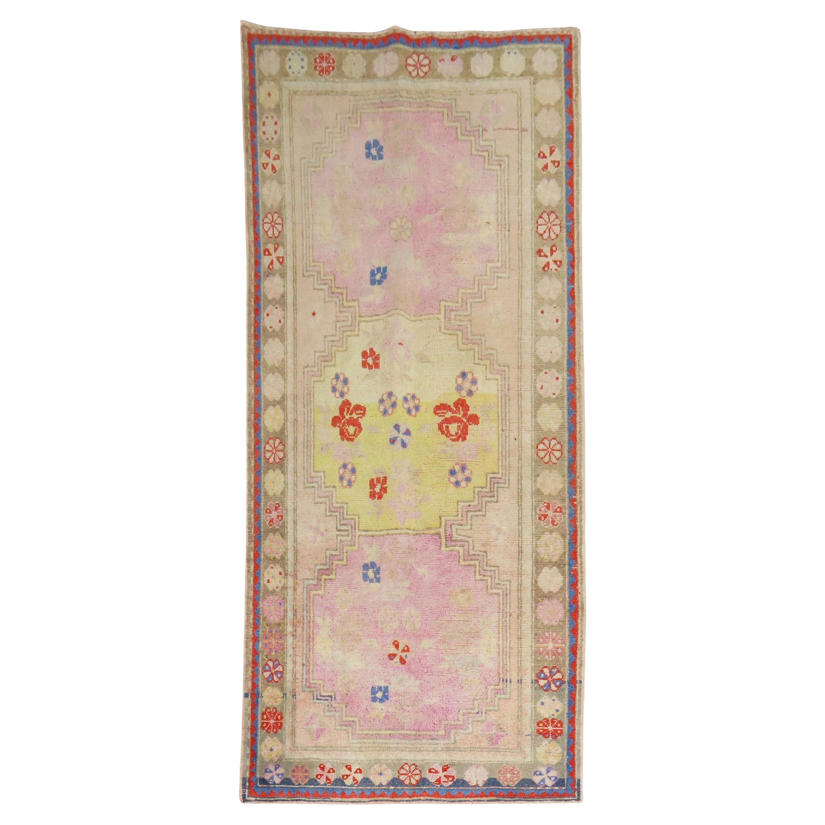 Zabihi Collection Bubble Gum Pink Vintage Turkish Rug